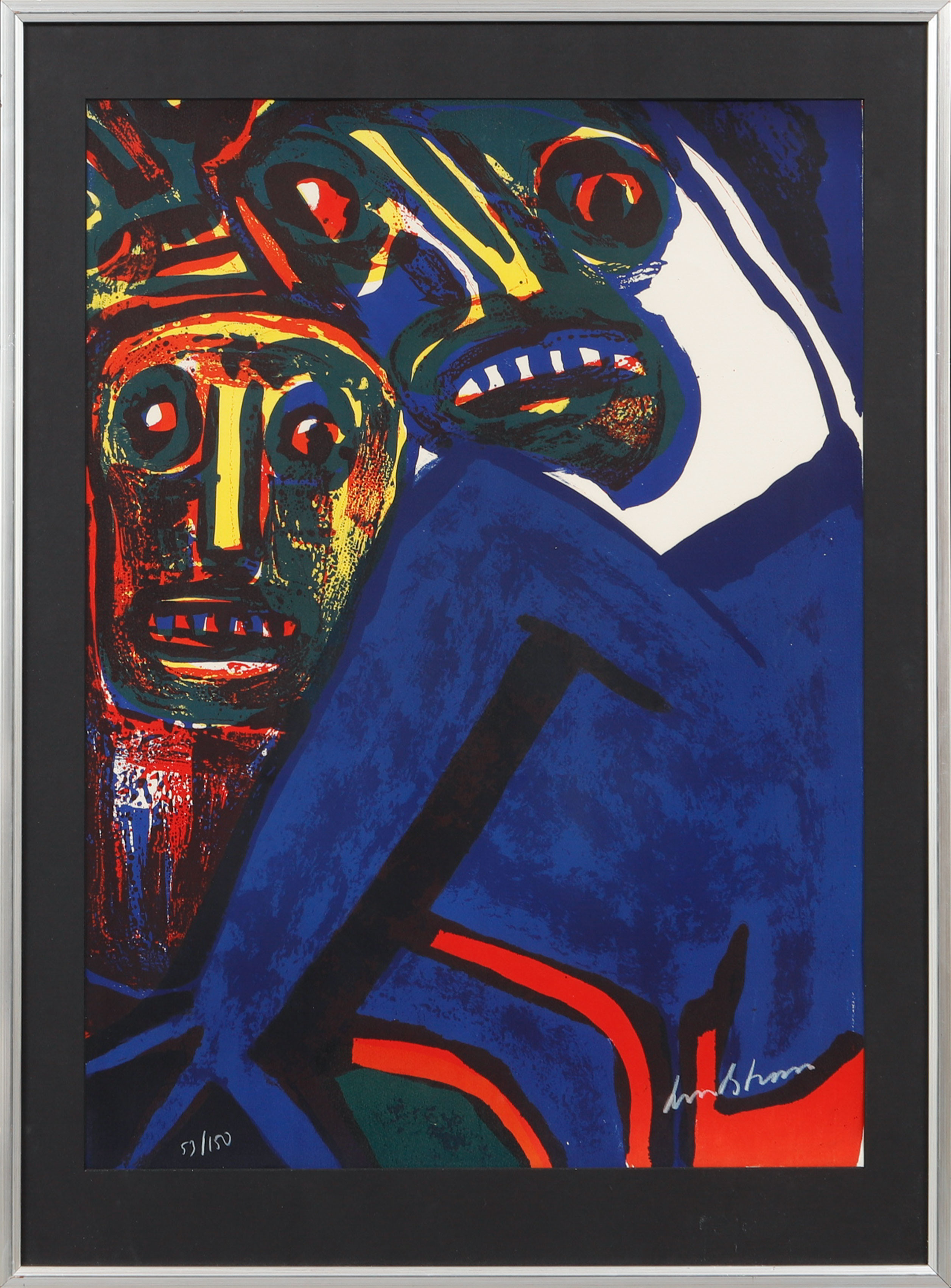 BENGT LINDSTRÖM. Komposition med figurer, färglitografi, signerad och numrerad 53/150.