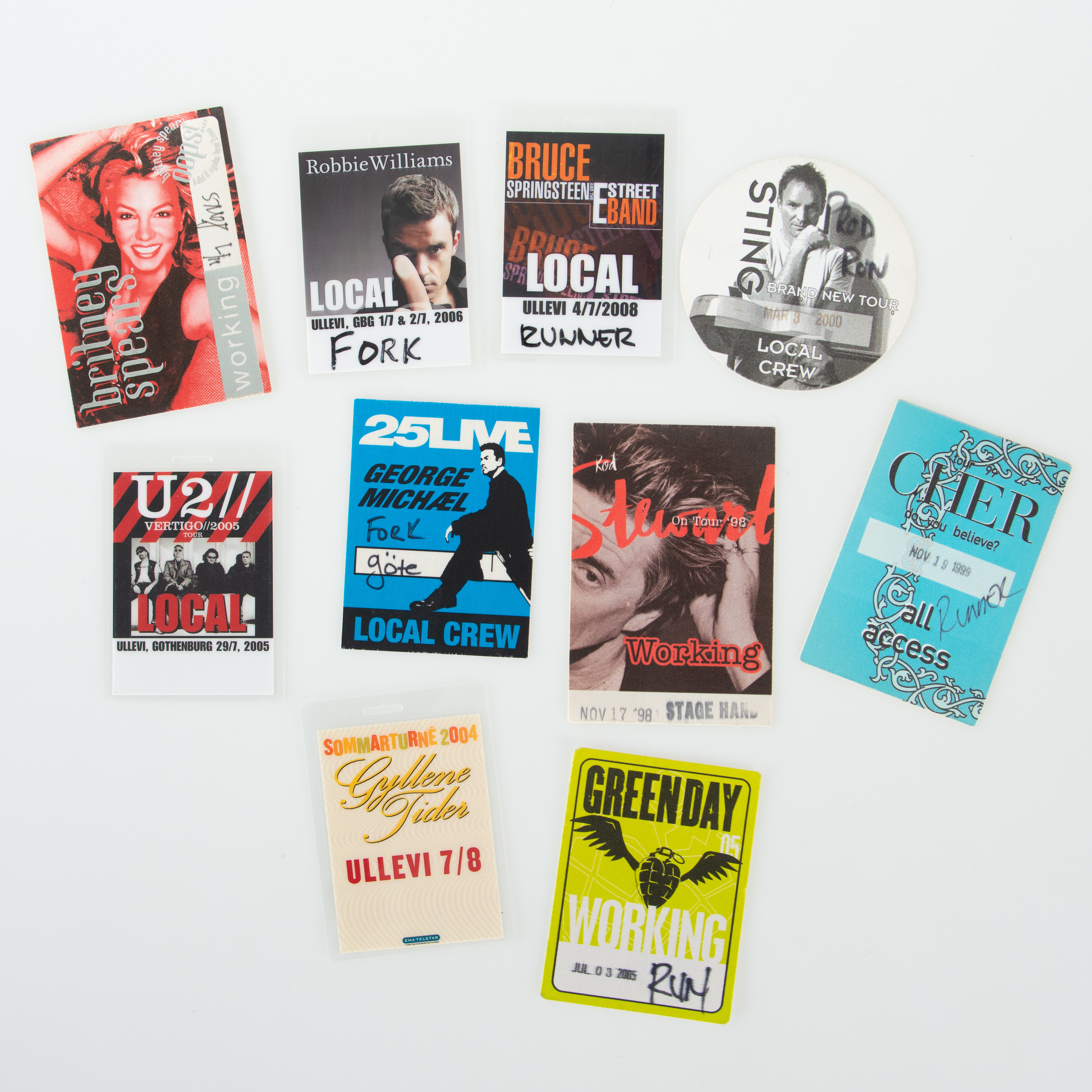 BACKSTAGE PASS, KONSERTER UNDER 80-00 TALET, ULLEVI SAMT SCANDINAVIUM.