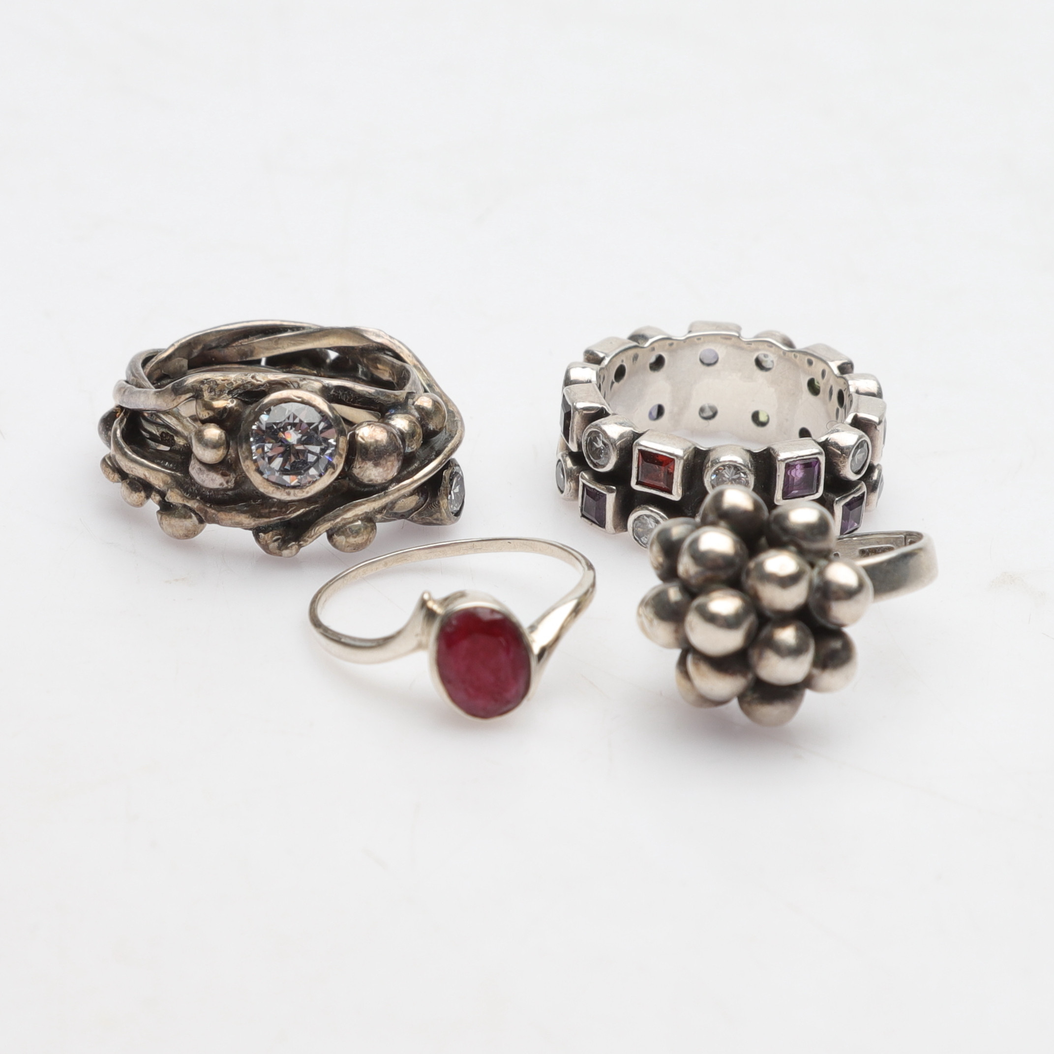RINGAR, 4 st, silver, b.la. Moment 23.