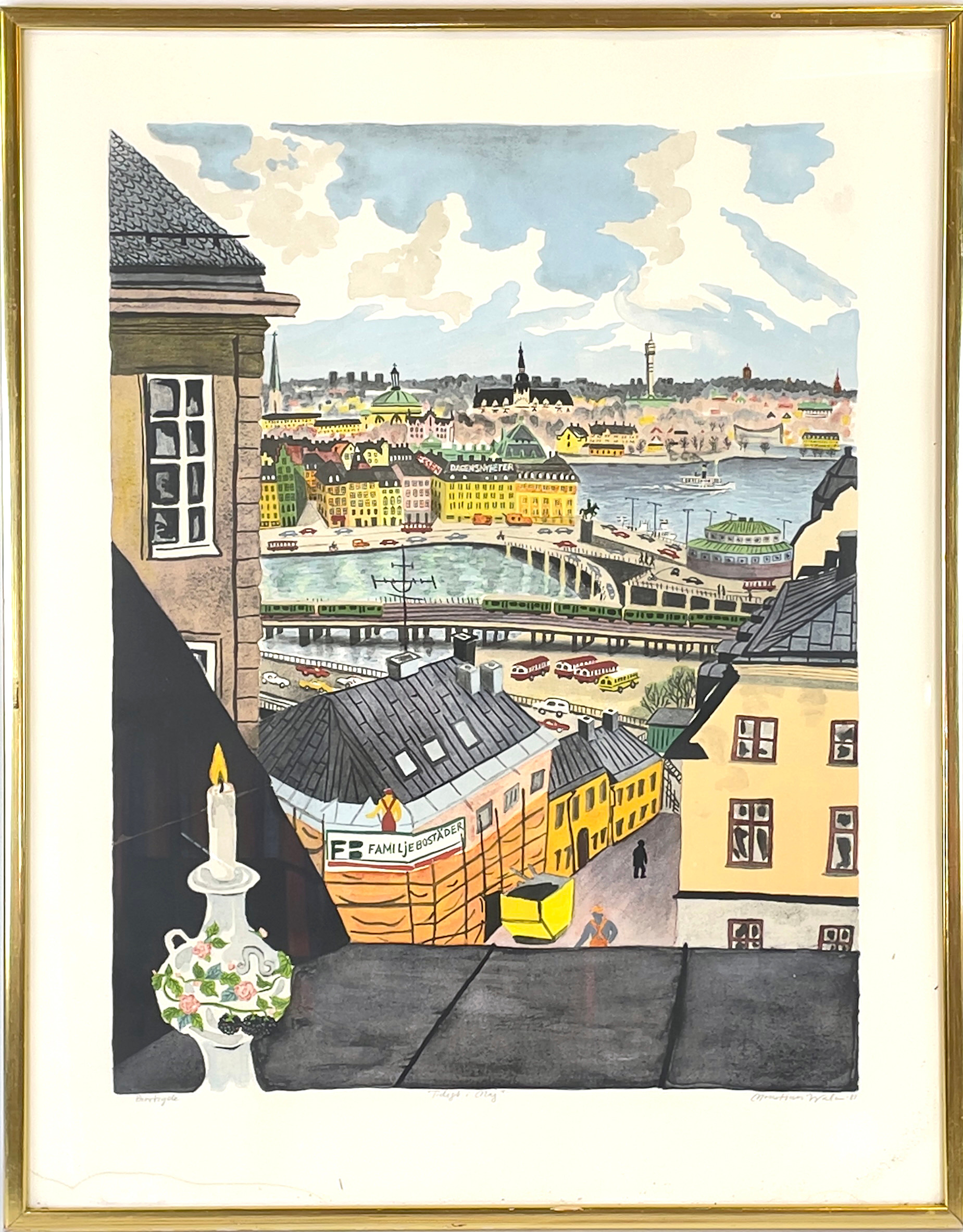 MONA HUSS WALIN. Färglitografi, "Tidigt i Maj", signerad, daterad -81 samt märkt provtryck.