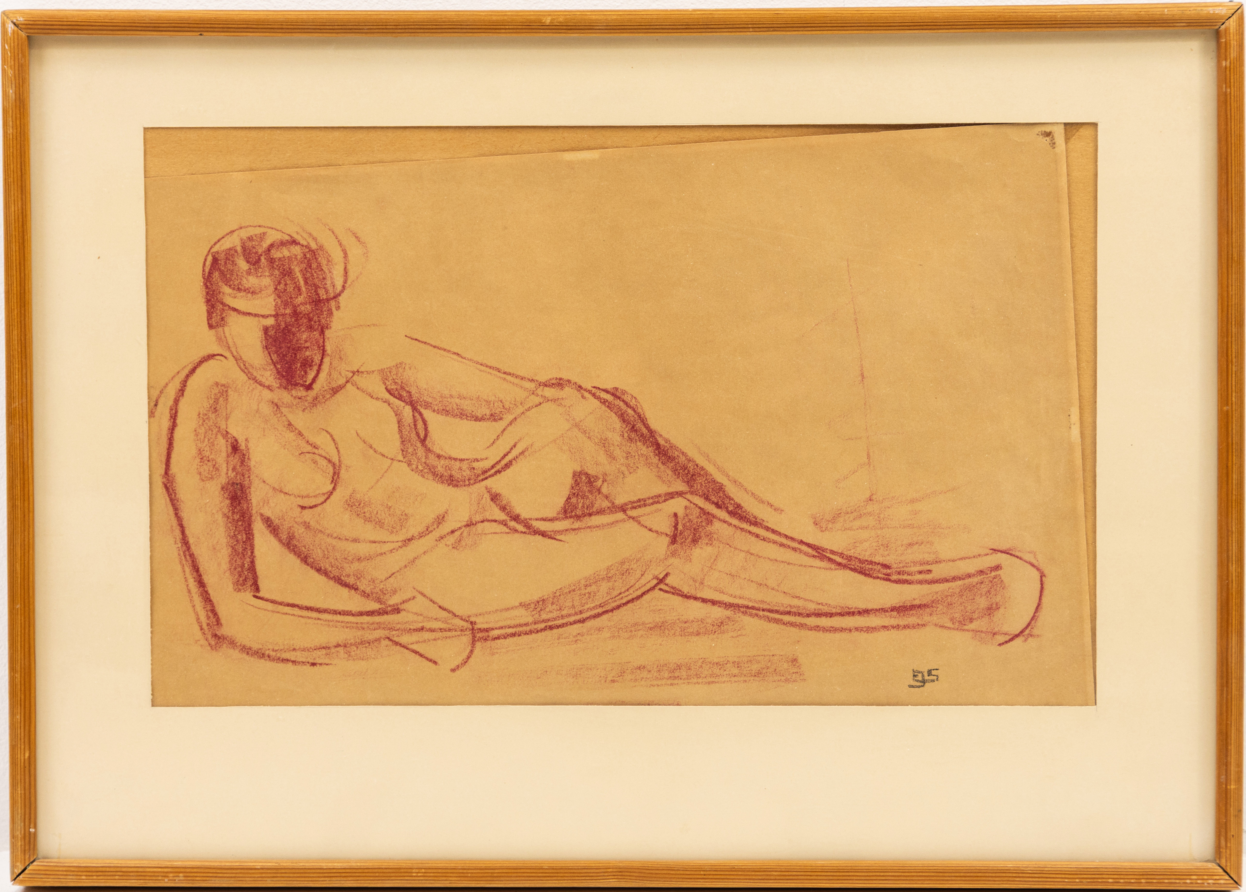 ERIC JULIUS SVENSSON. Teckning, "Liggande modell", signerad.