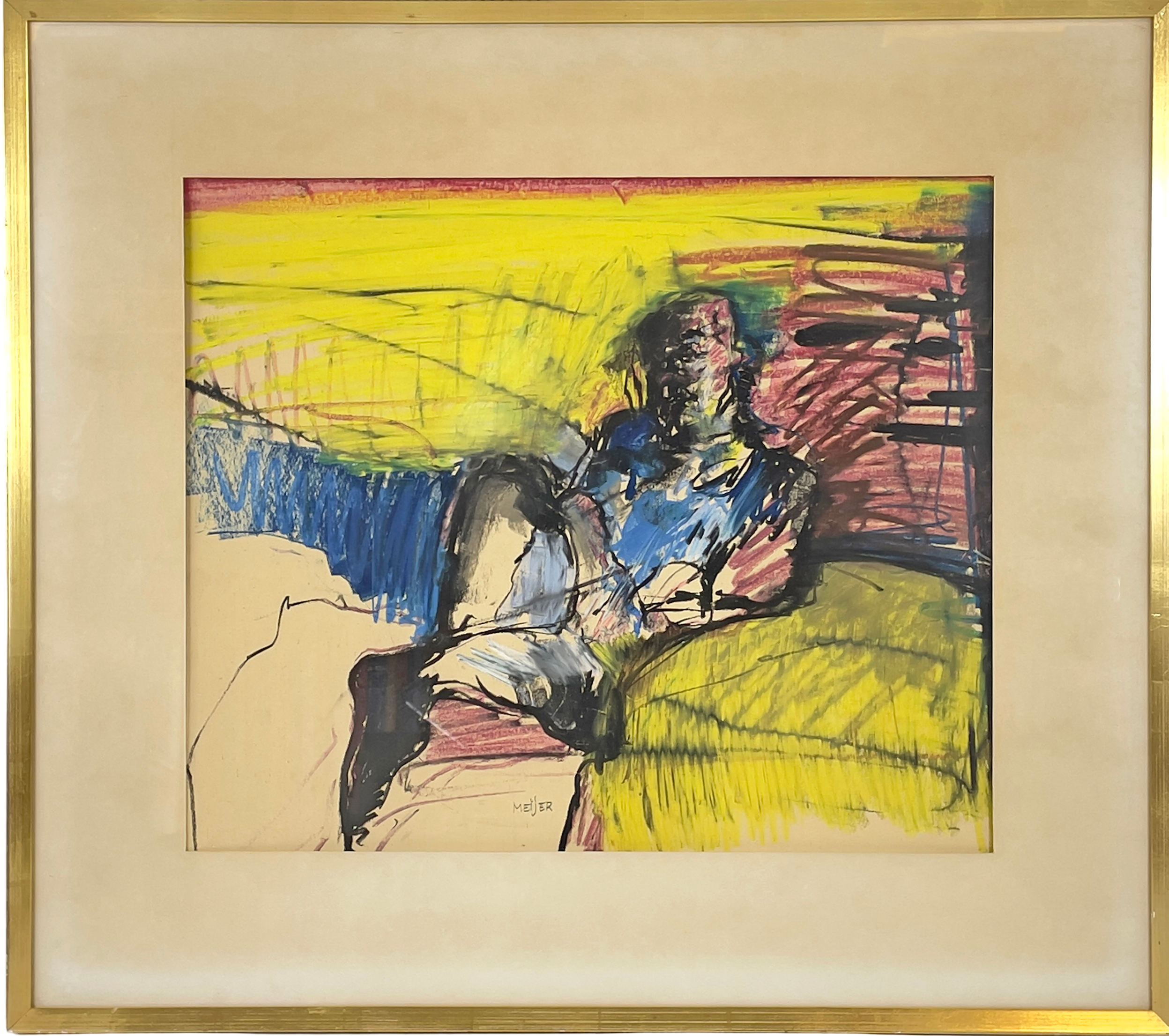 STURE MEIJER (1931 - 2023), blandteknik, vilande figur, signerad Meijer.