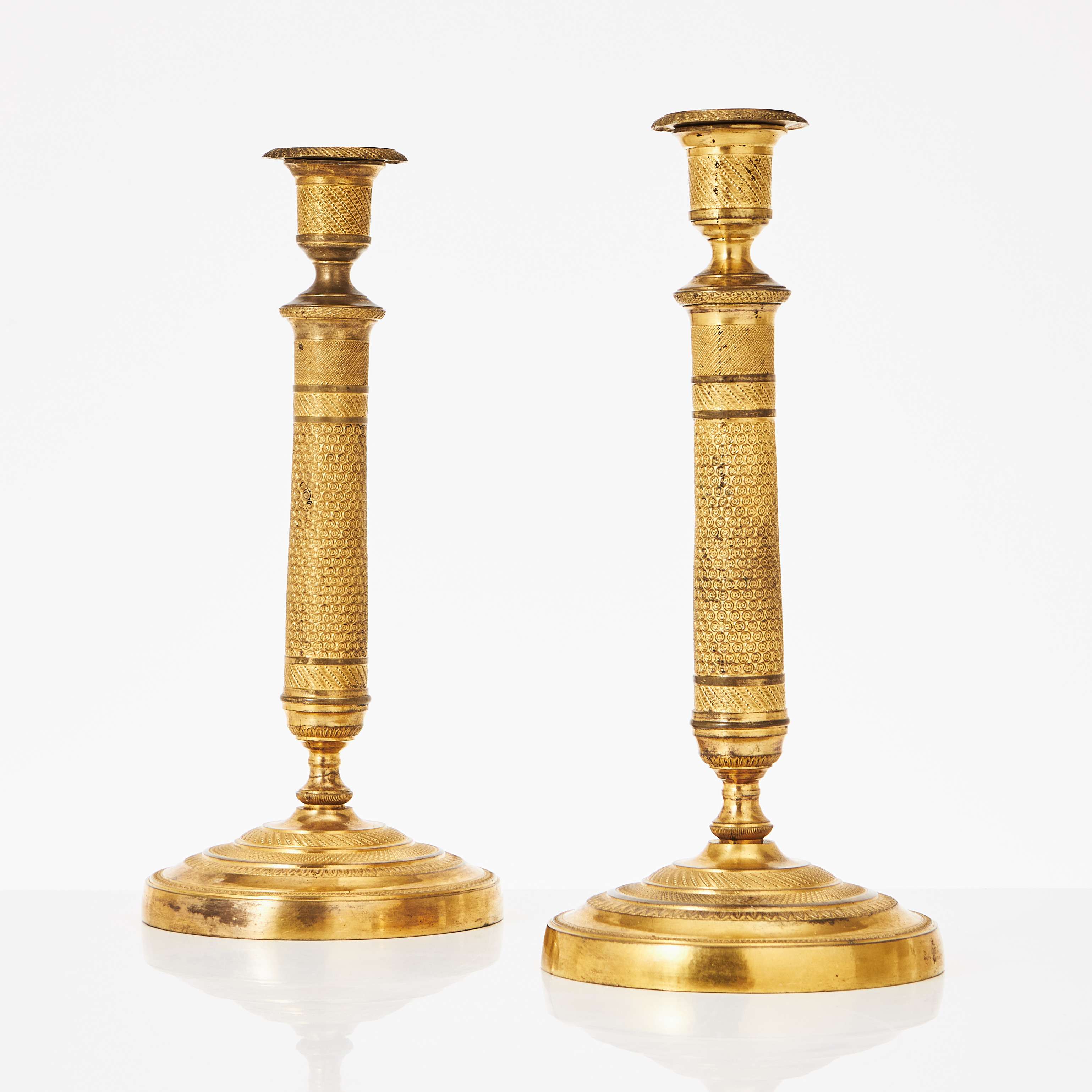 LJUSSTAKAR, ett par, Restauration, Frankrike 1800-talets första hälft, förgylld brons.