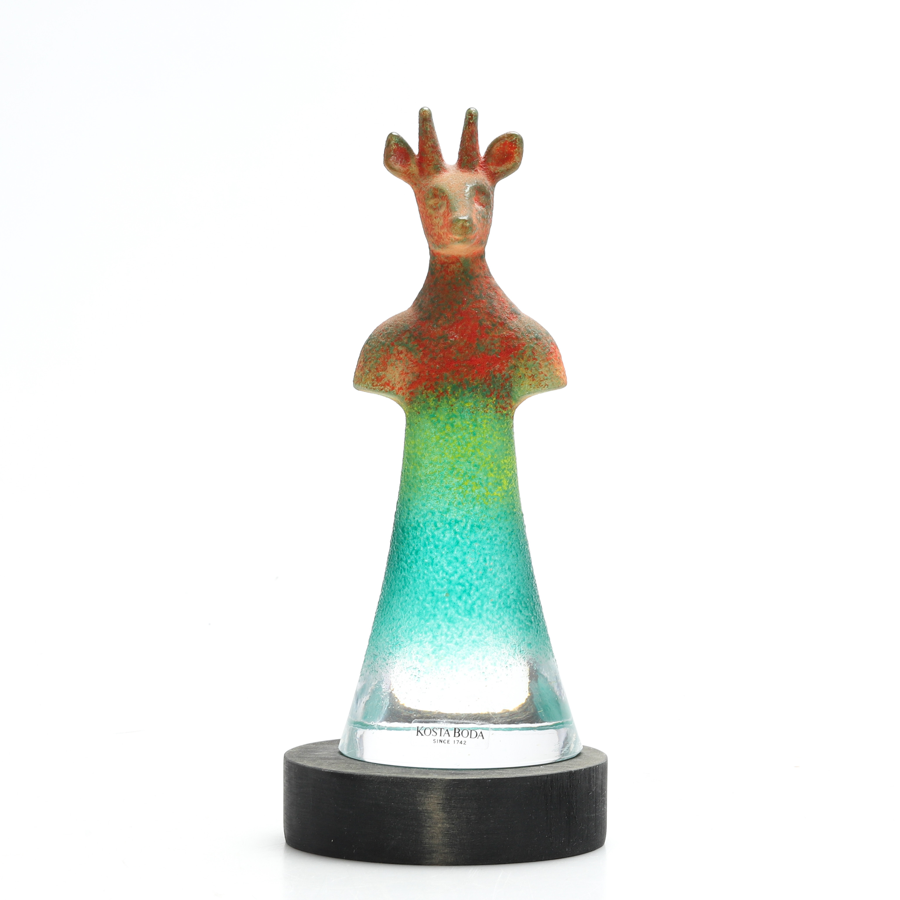 KJELL ENGMAN. Skulptur, glas, rådjur, ur serien "Well", 90131, signerad, Kosta Boda.