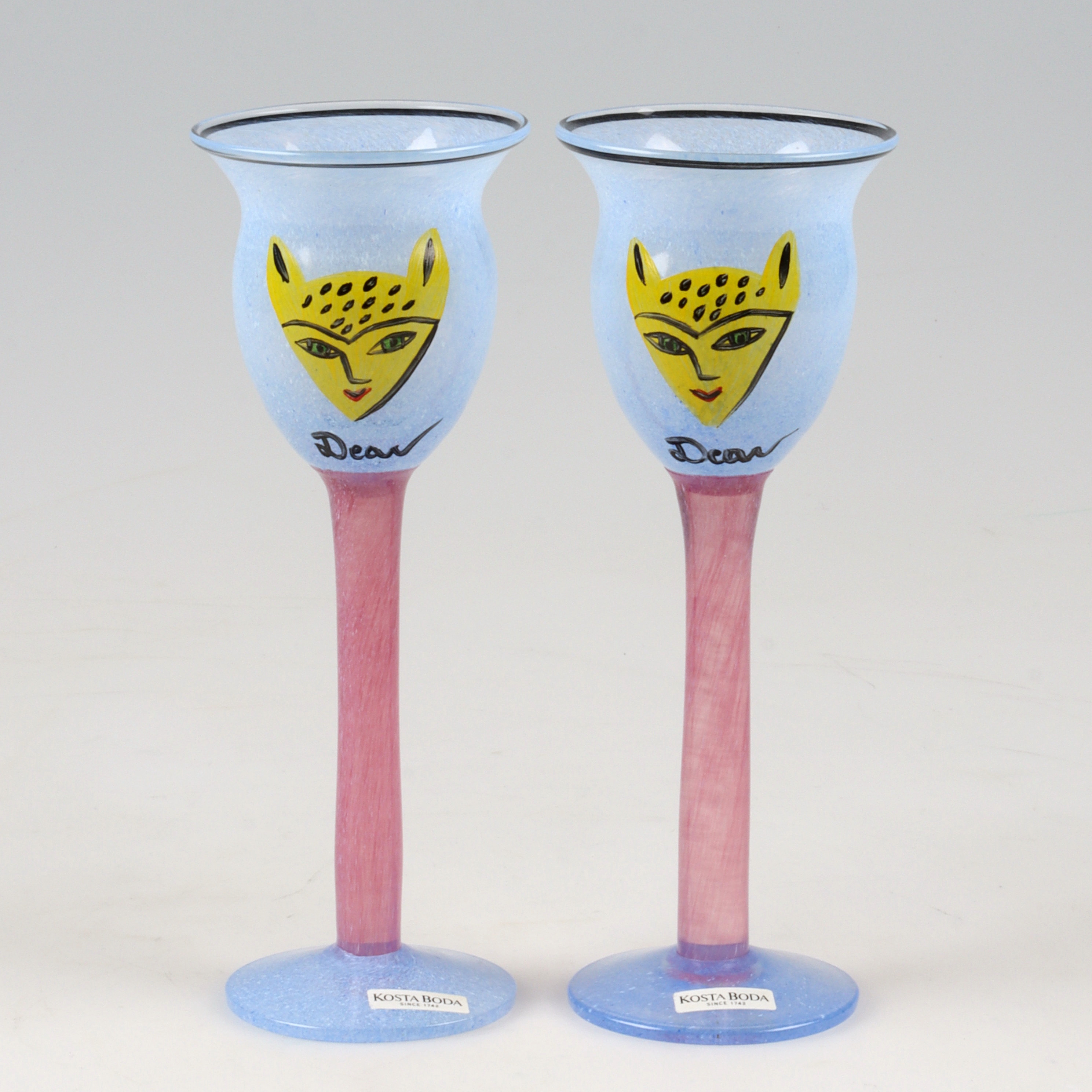 ULRICA HYDMAN-VALLIEN. Pokalglas, 2 st, "Dear", Kosta Boda, 1900-tal.
