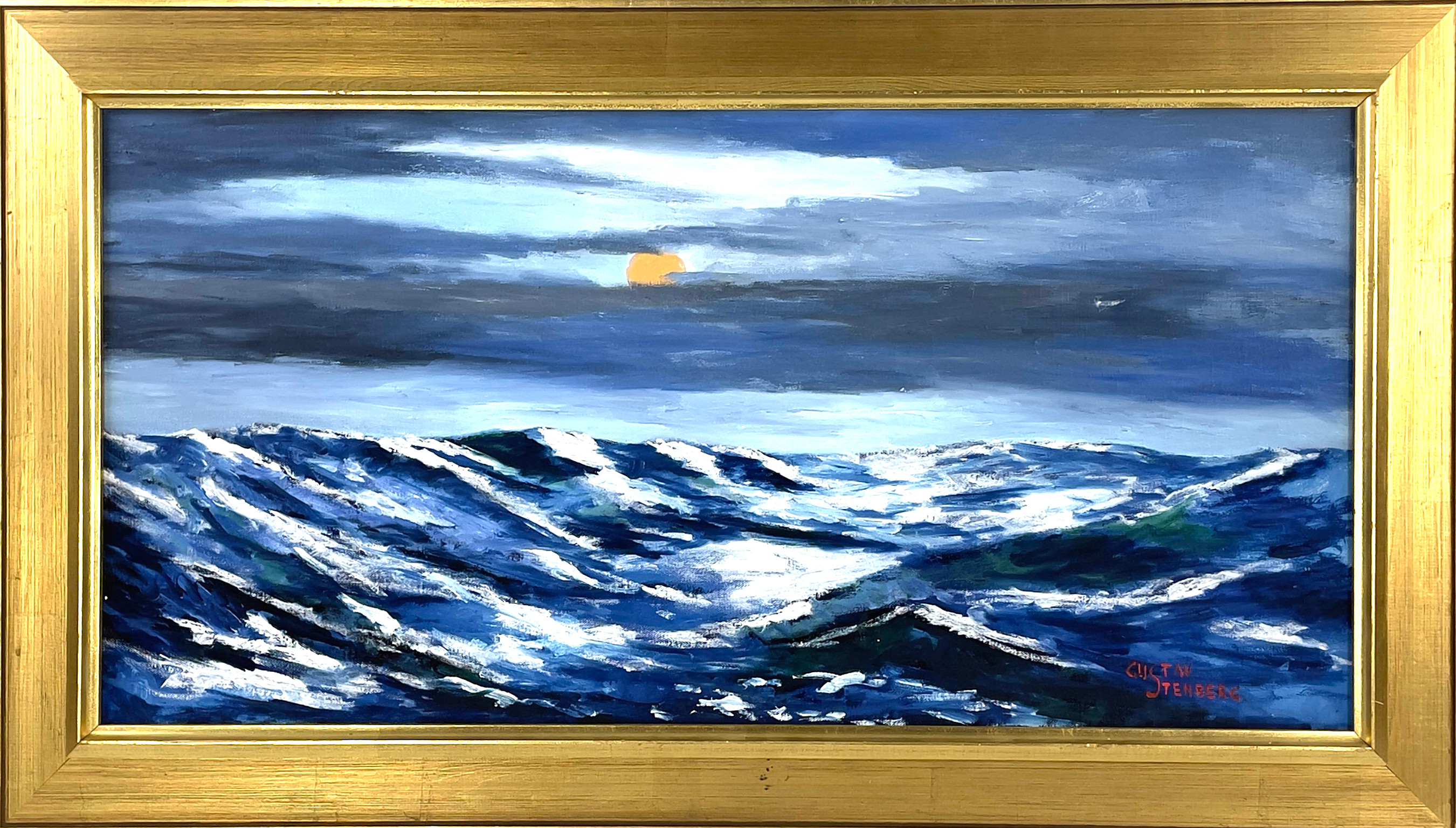 GUSTAV STENBERG ( F. 1924), olja på duk, "Brusande hav", signerad, även signerad a tergo.