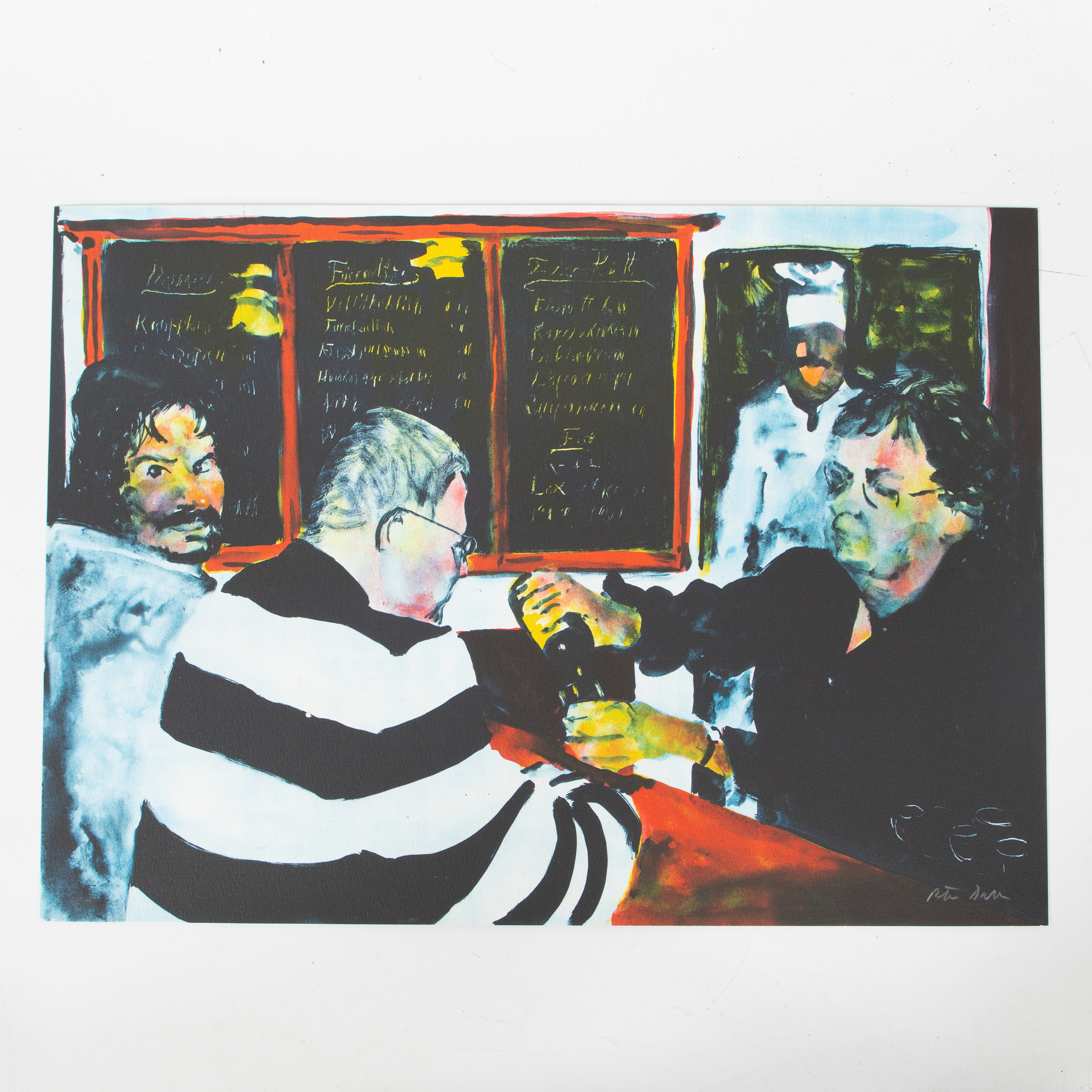 PETER DAHL. Färglitografi, "Stammisar".