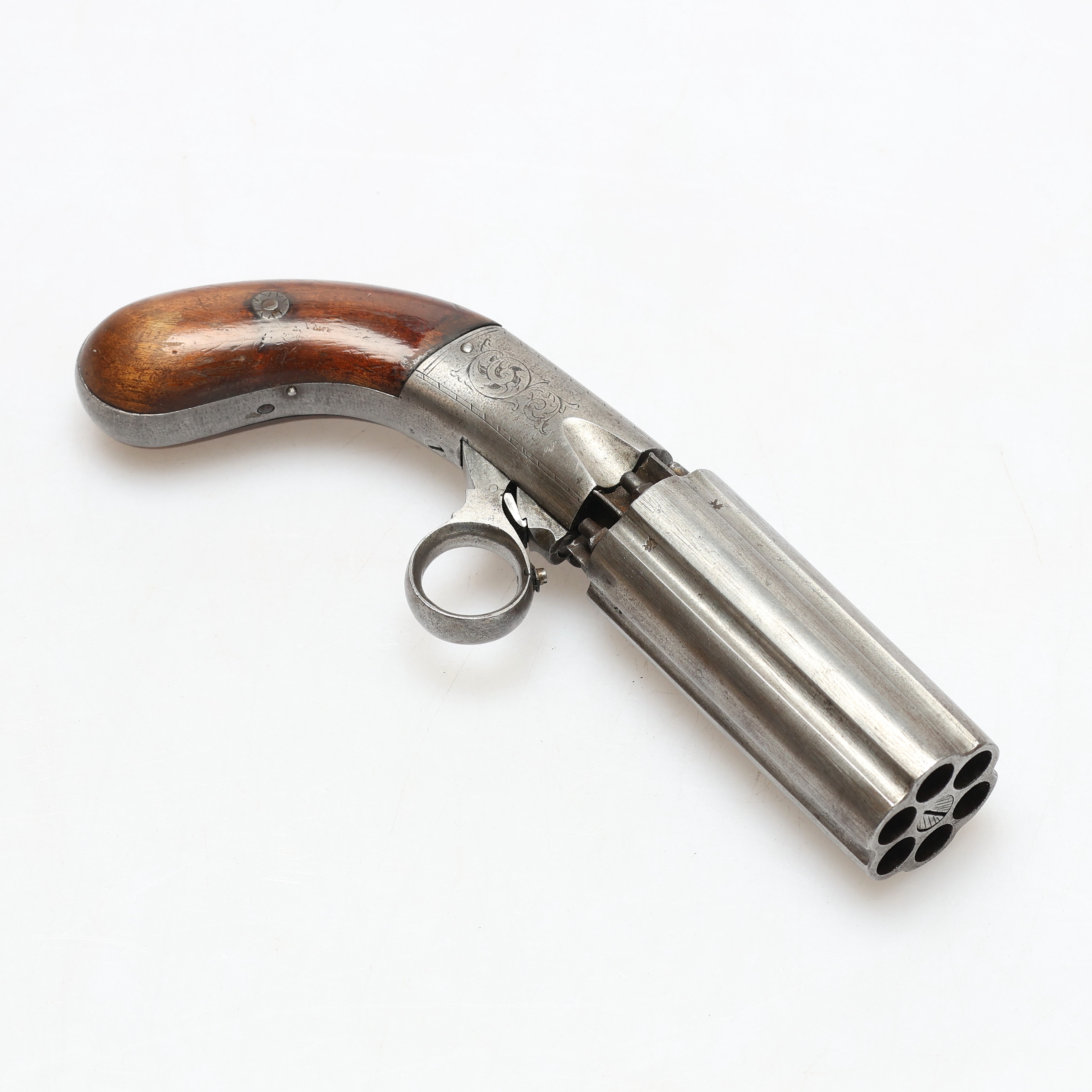 SLAGLÅSPISTOL, sk. Pepperbox, för sex skott, J.R. Cooper, 1800-talets andra hälft.
