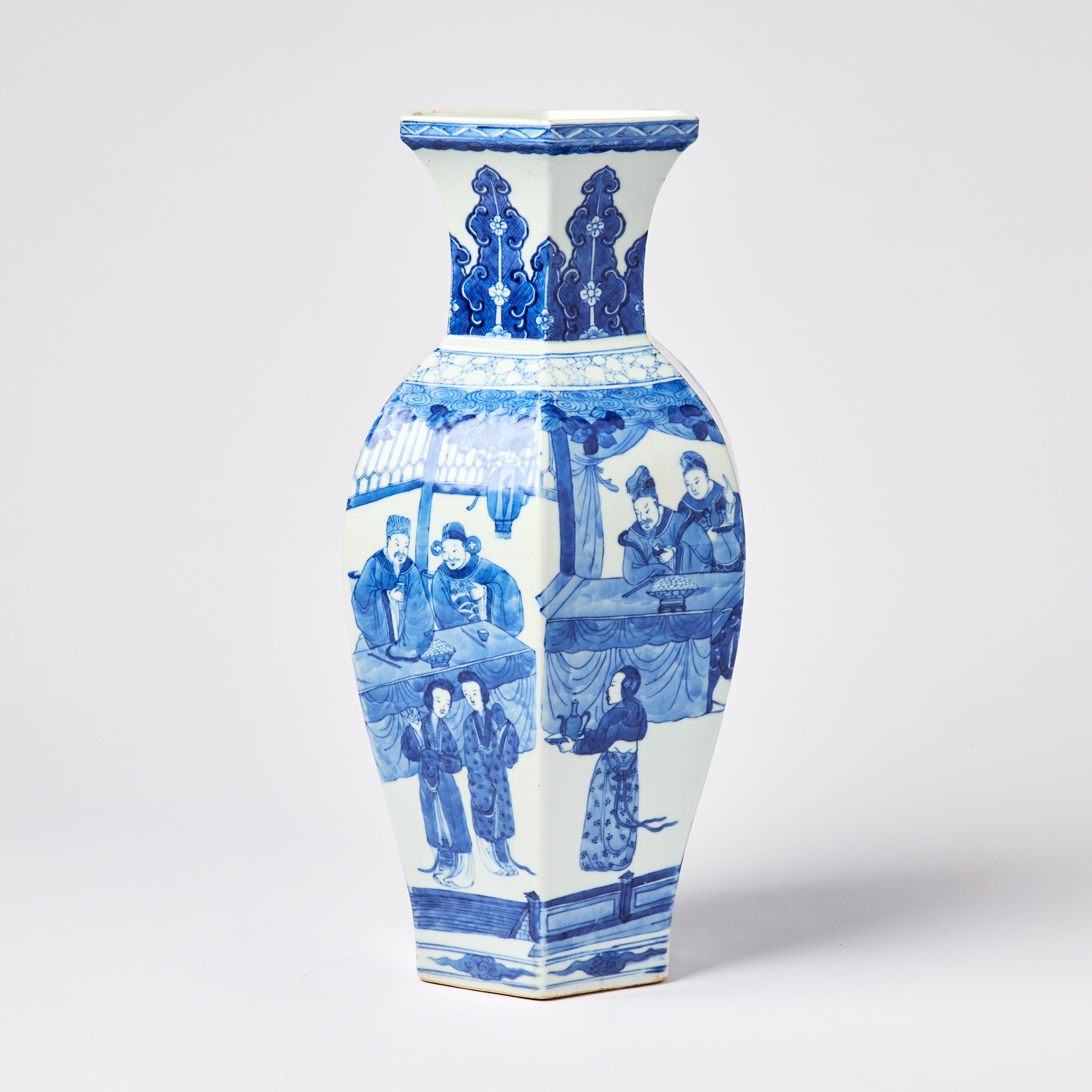 A Chinese Blue and White Hexagonal Vase.
