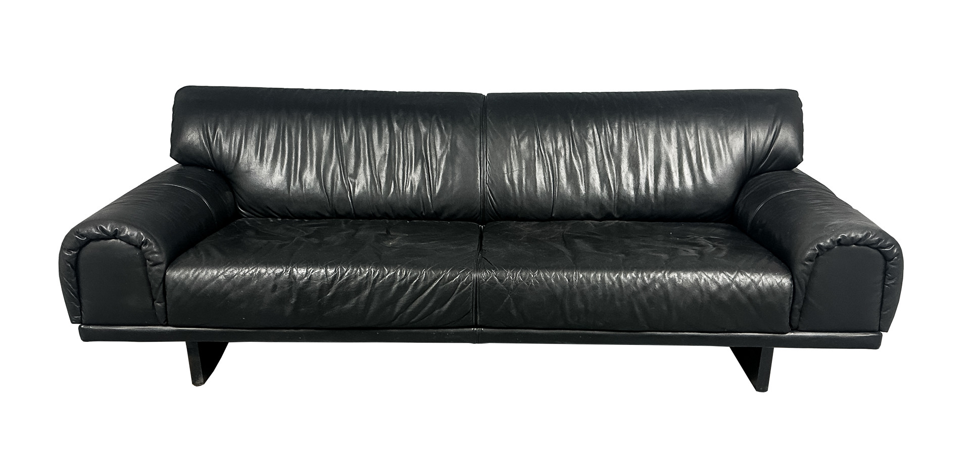 SOFFA, 3-sitsig, svart läder, Dux, 1900-talets andra hälft.
