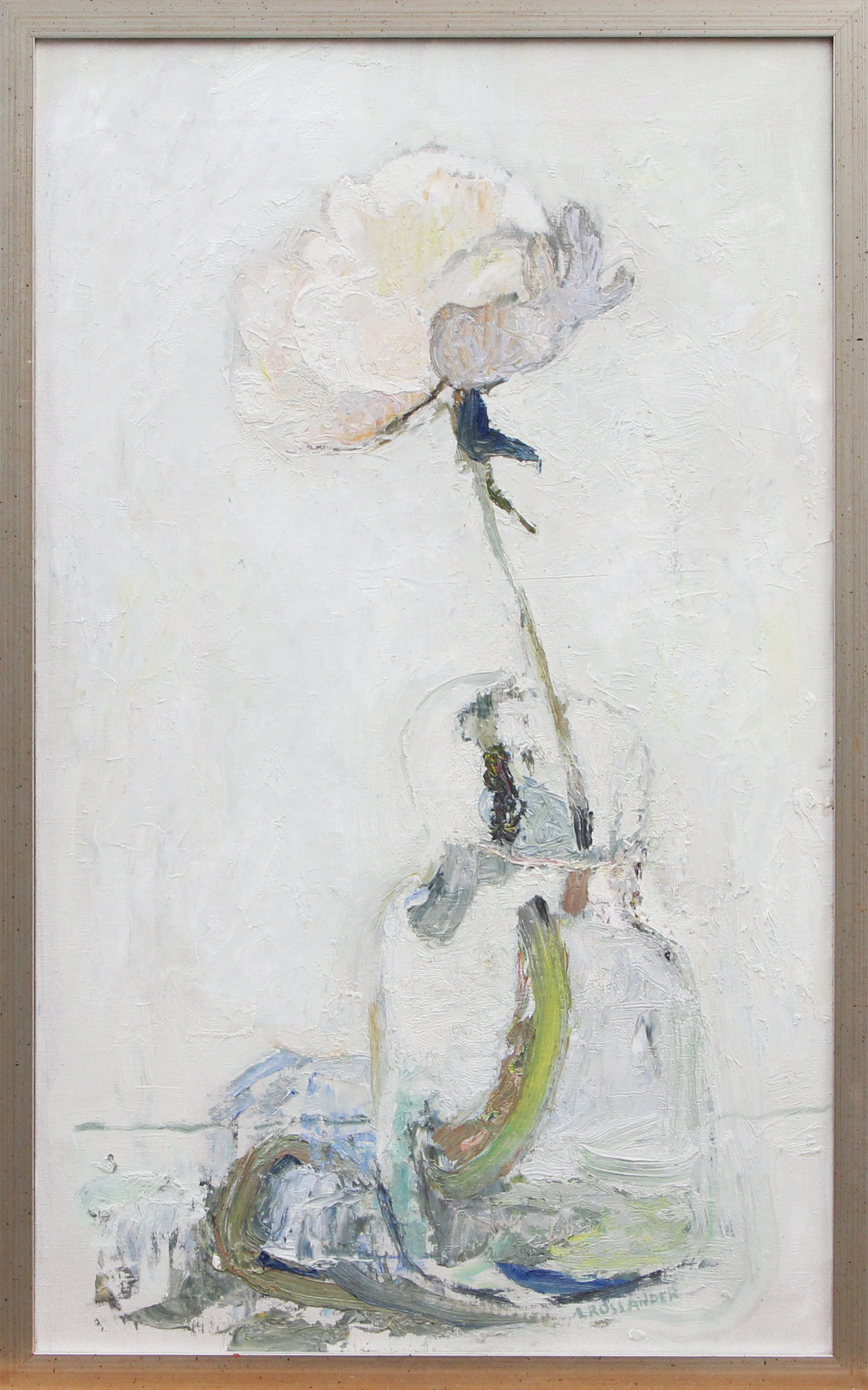 ARMAND ROSSANDER. OLJA, på duk "Vit ros i kanna".