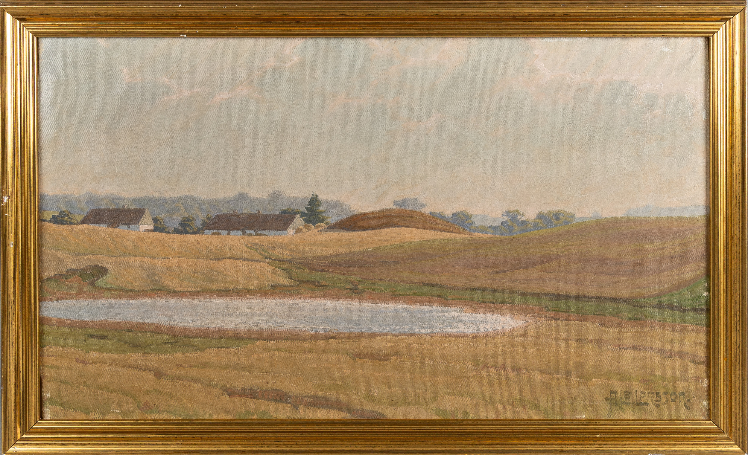 ALBERT LARSSON (SVERIGE, 1869-1952). Olja på duk, "September...", åkerlandskap, signerad Alb. Larsson.