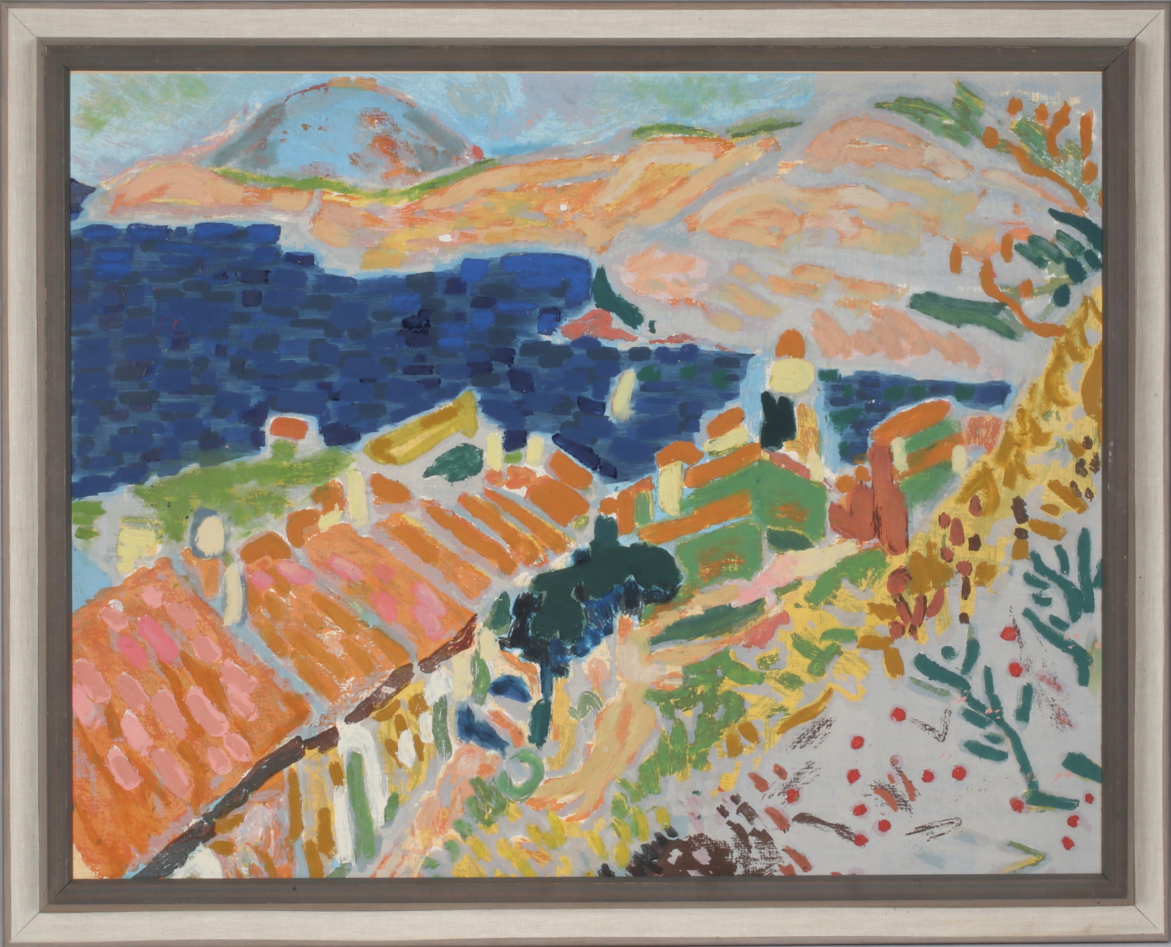 ANDRÉ DERAIN. EFTER. "Paysage de Provence", bemålat tryck/reproduktion, troligen Aeply.