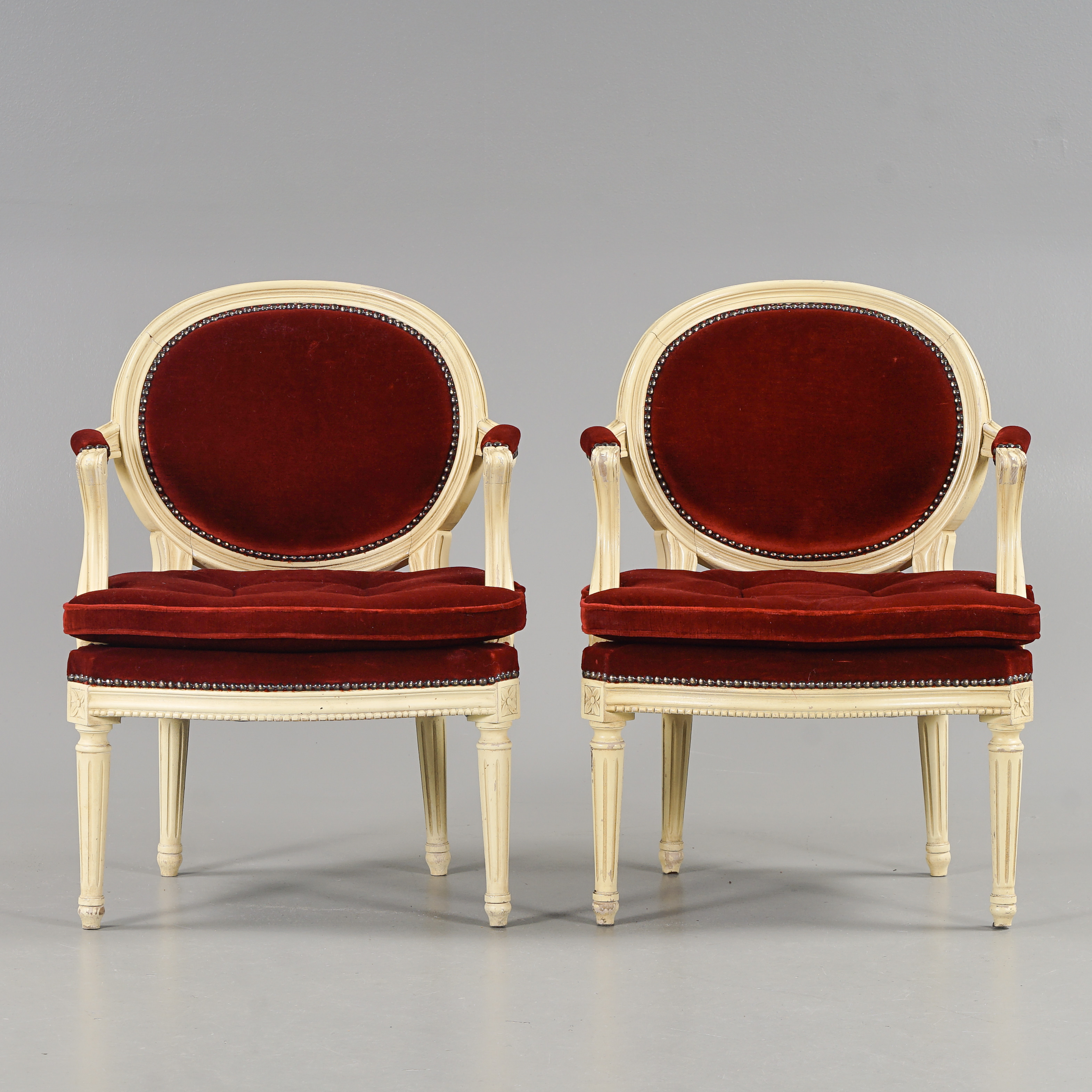 KARMSTOLAR 1 par, Louis XVI-stil, 1900-talets andra hälft.