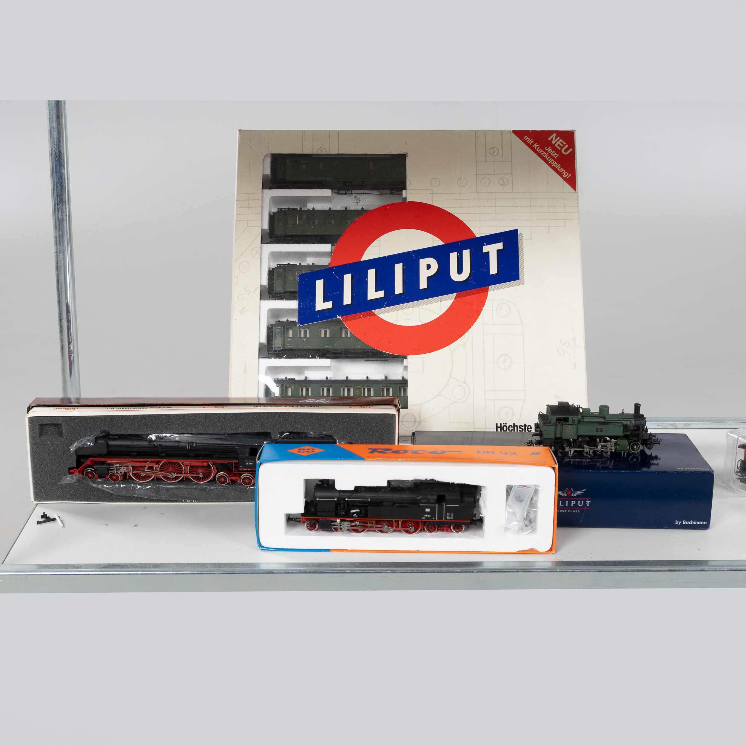 LILIPUT, modelljärnvägsdelar, 8 st, Tyskland, bl.a. Deutsche Bundesbahn 05 003 och Würtembergische Staatsbahn T9.