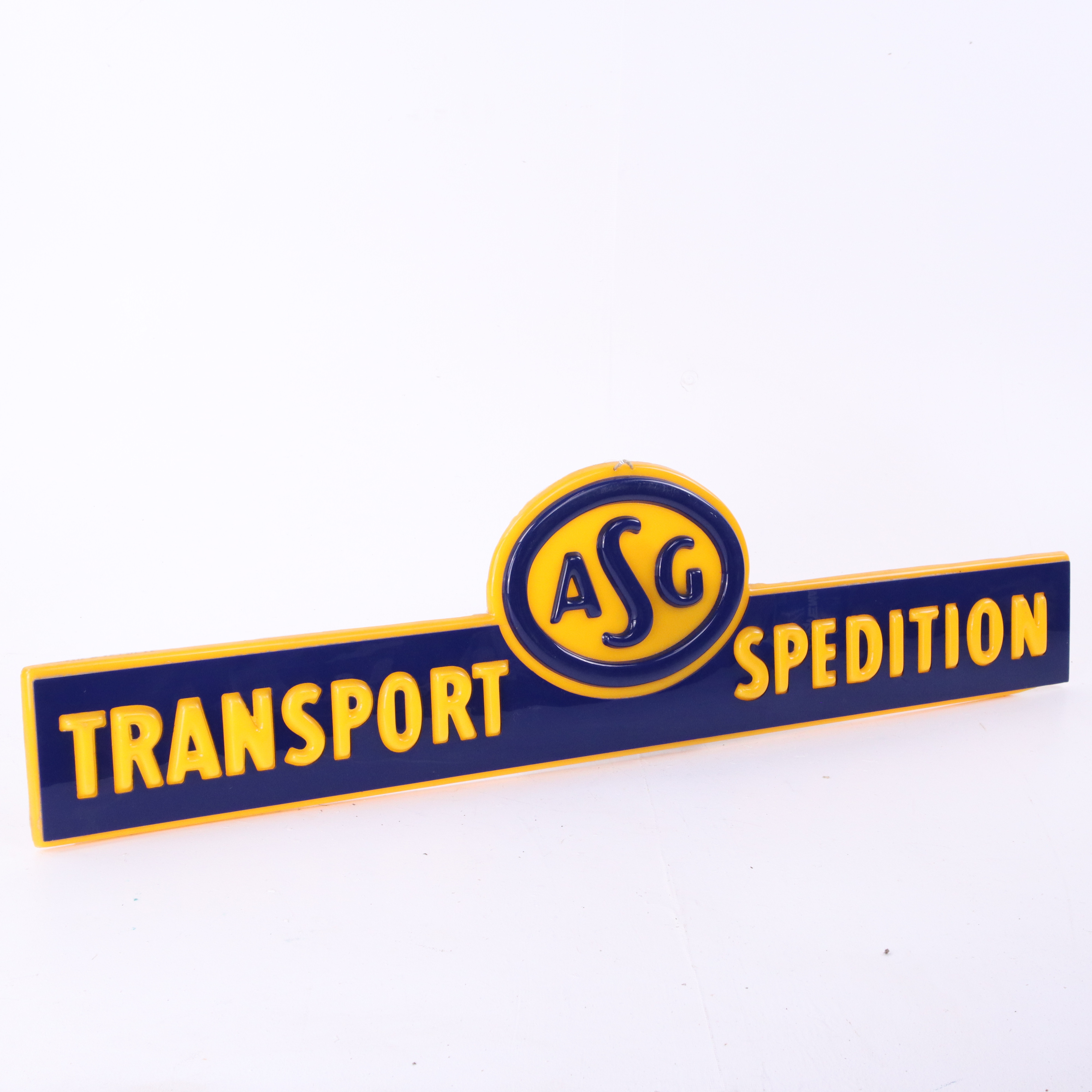 ASG TRANSPORT-SPEDITION, front till ljusramp för lastbil, 1960/70-tal.