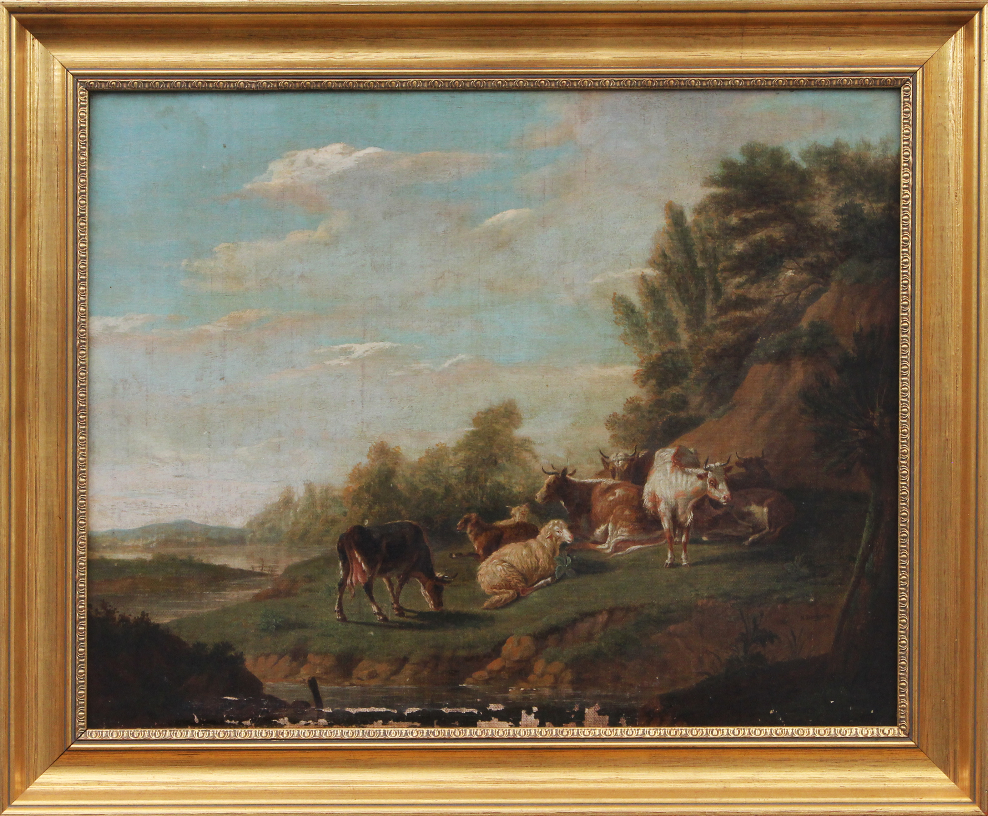 OIDENTIFIERAD KONSTNÄR. OLJA, på duk, komotiv, signerad Berehan, 17/1800-tal.