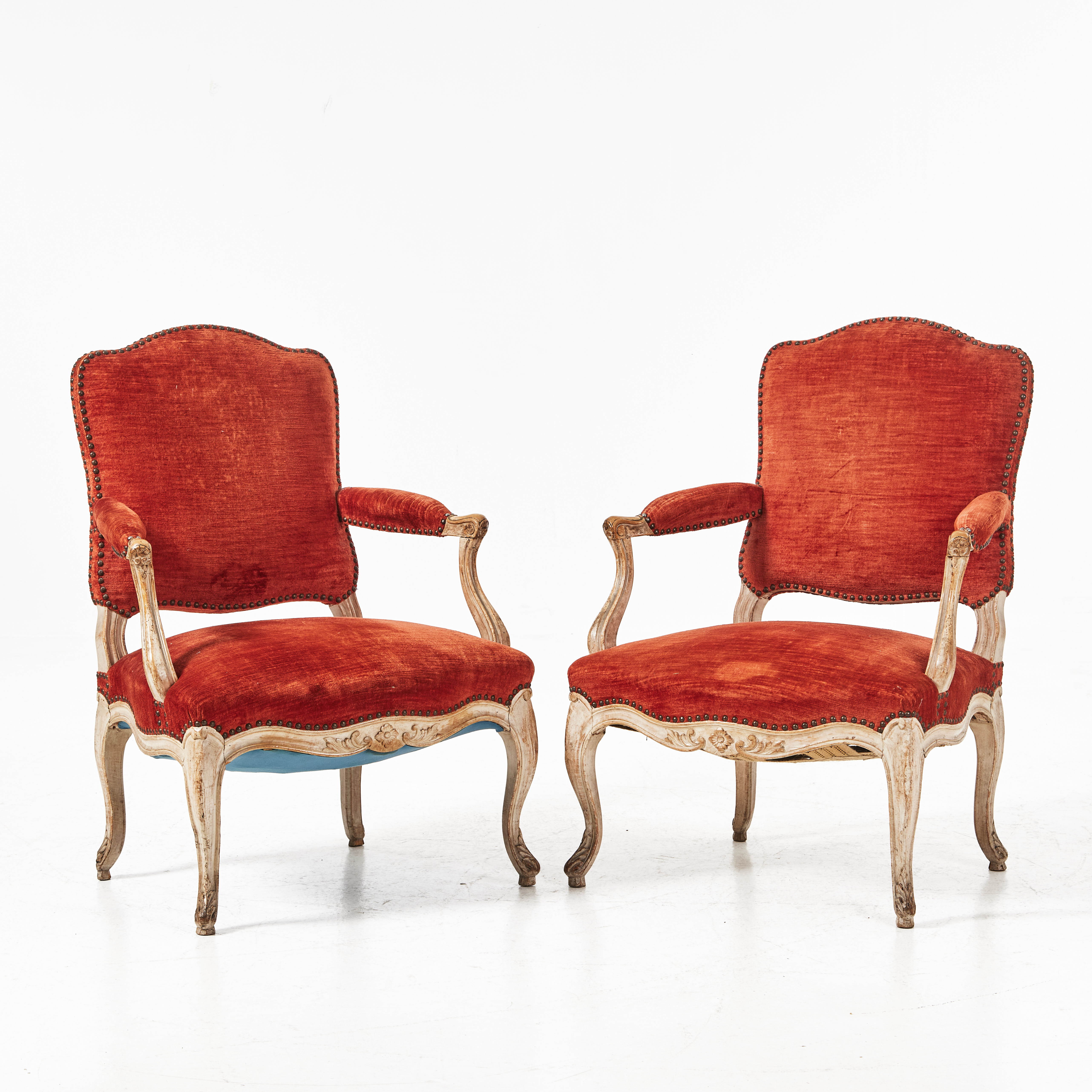KARMSTOLAR, 1 par, Frankrike, 1800-talets andra hälft, Louis XV-stil.