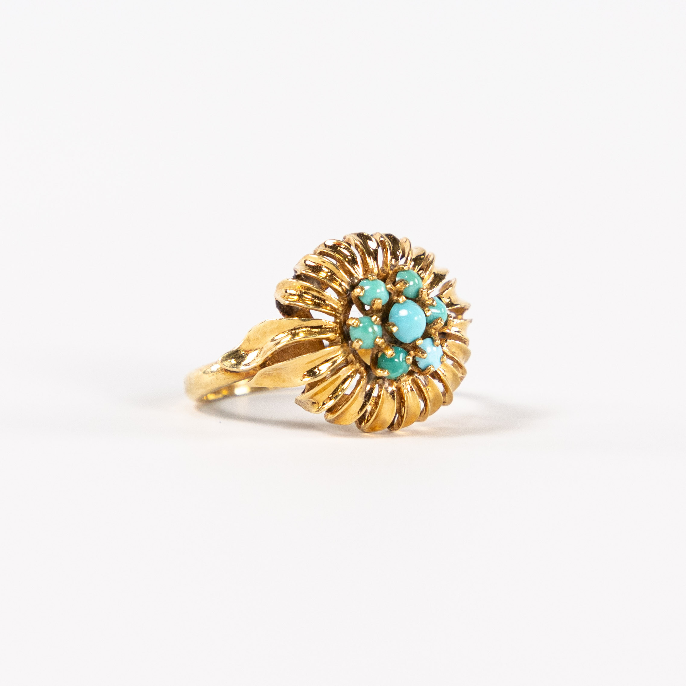 RING, 18k guld, med turkoser, storlek 17,5.