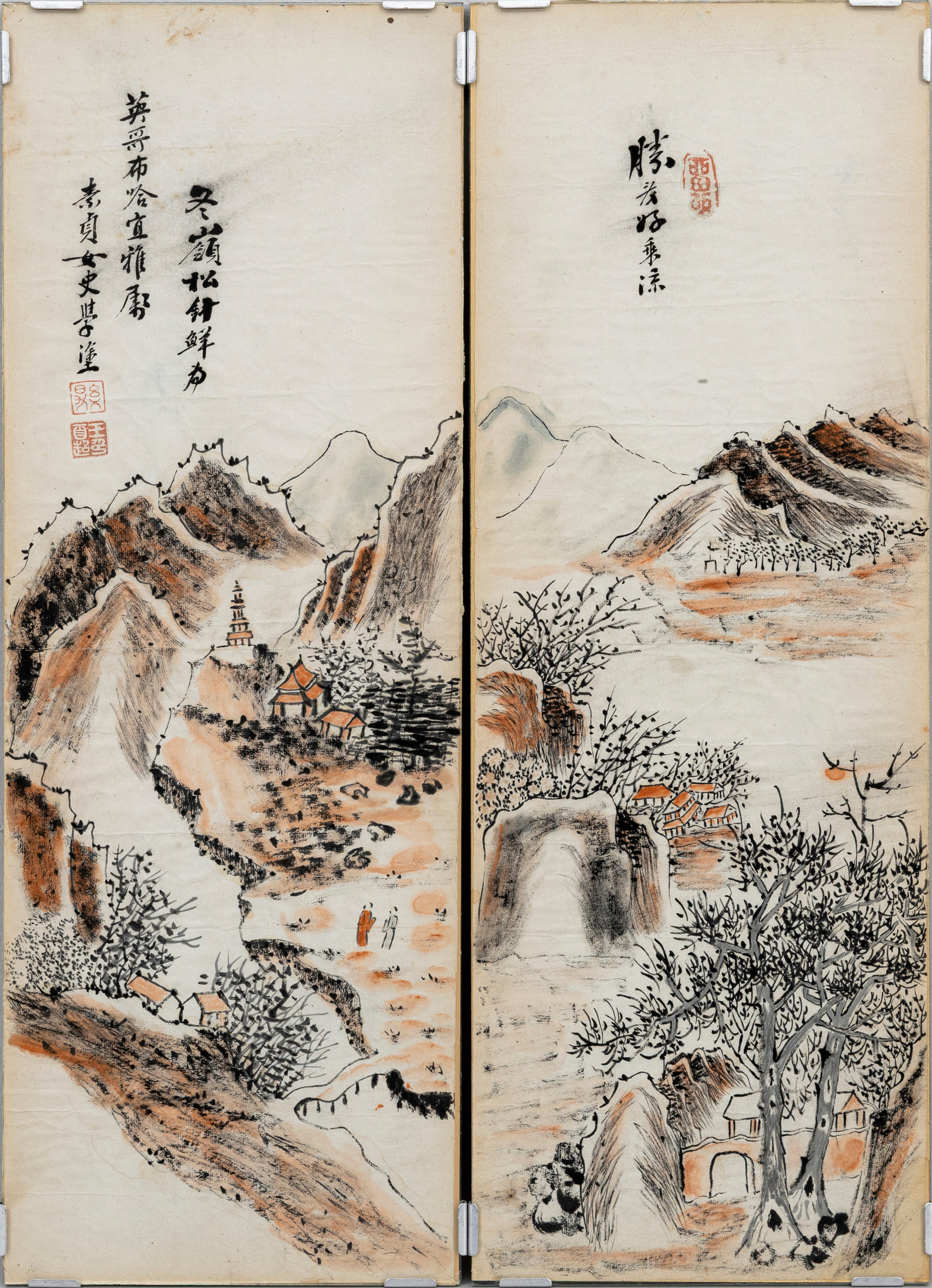 OIDENTIFIERAD KONSTNÄR. 2 st, tuschmålningar, kina, 1800/1900-tal.