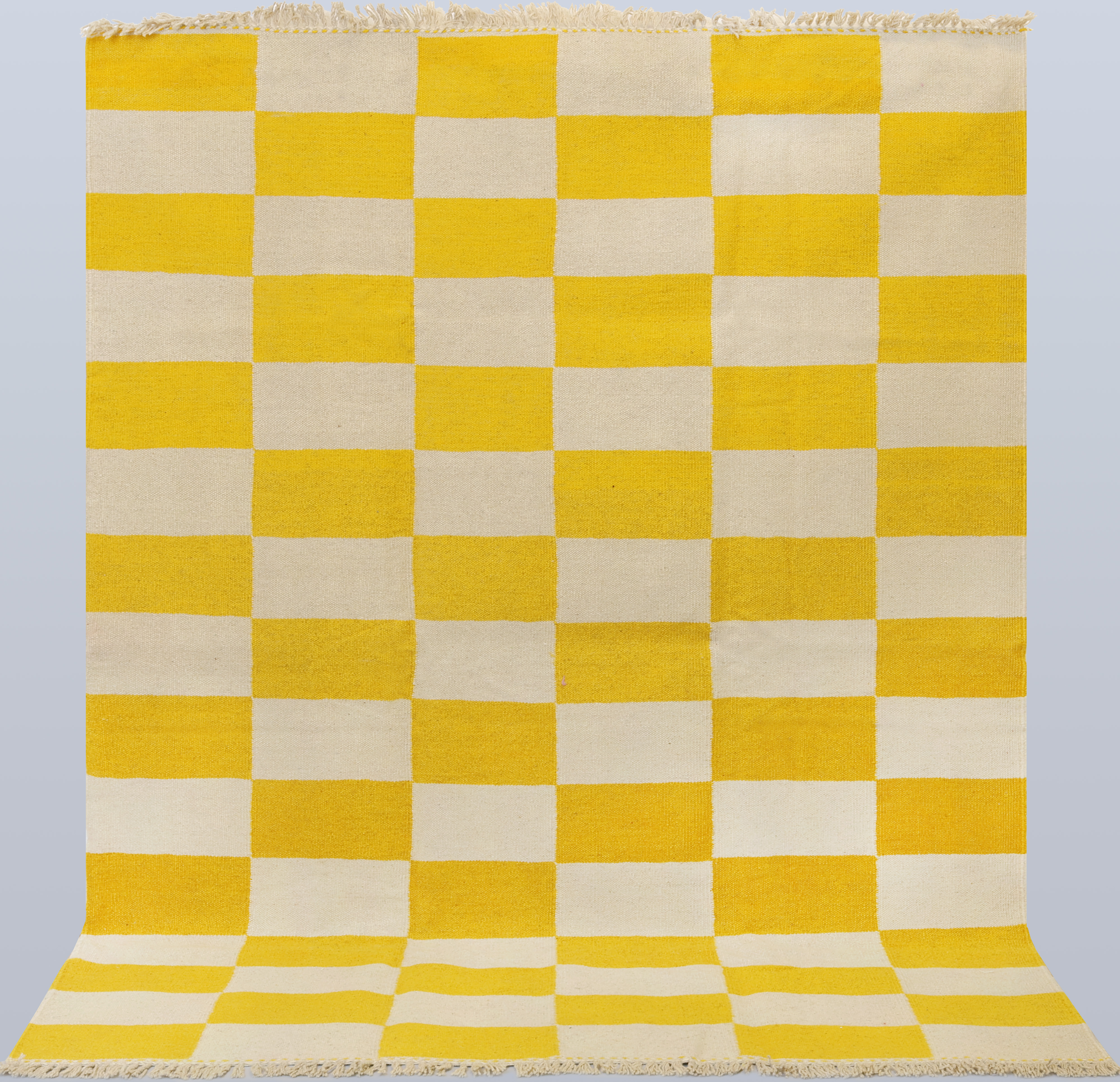 ORIENTMATTA, handvävd, kelim, rutmönster med gult, ca 200x145 cm.