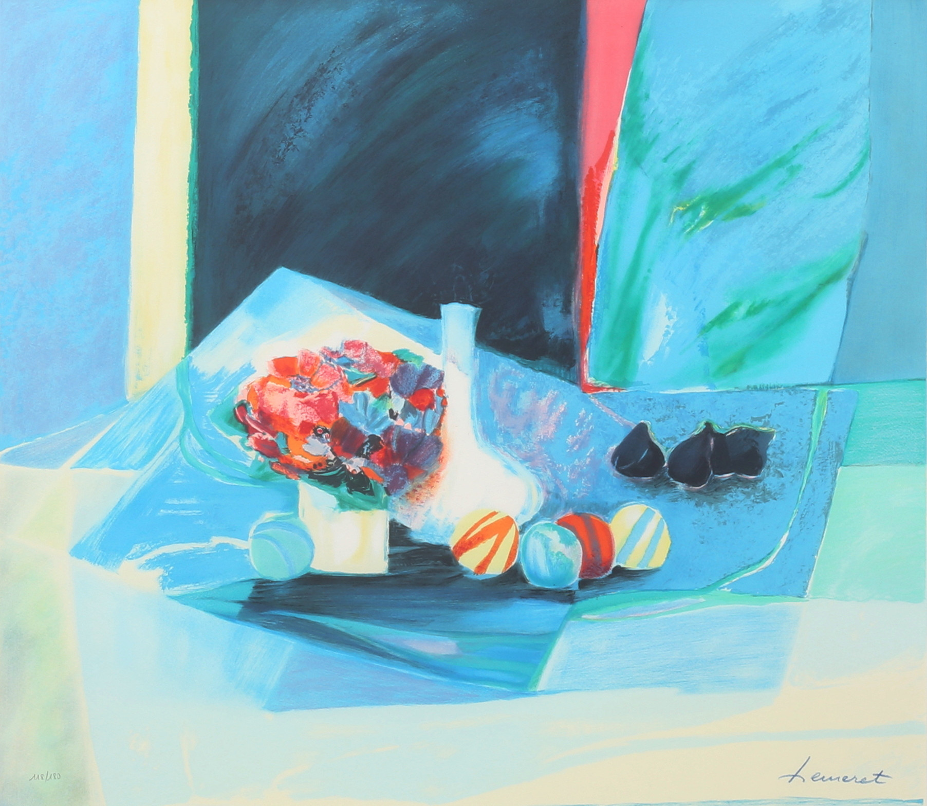 CLAUDE HEMERET. "La carafe blanche". Färglitografi, signerad och numrerad 118/180.