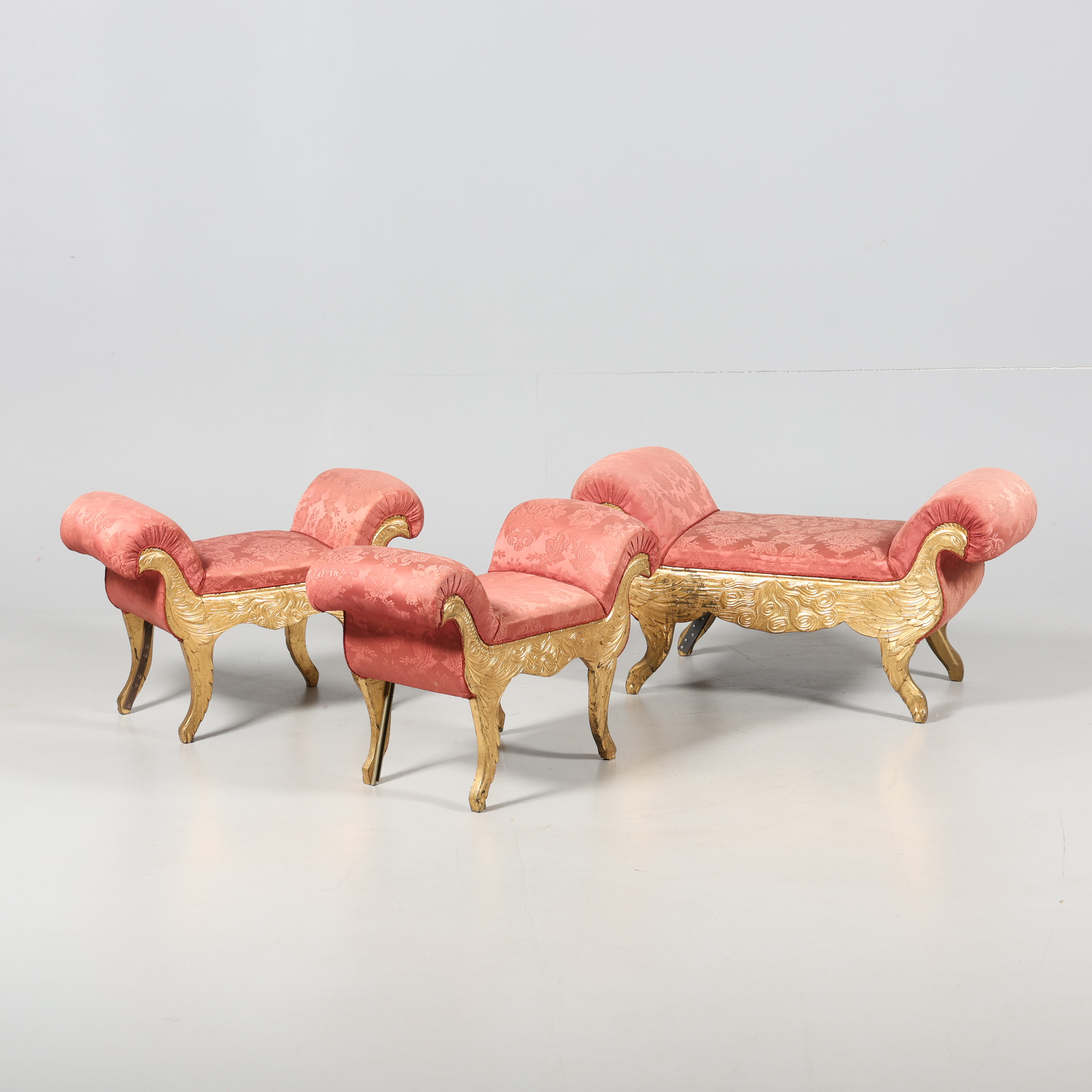 TABURETTER, 3 stycken, empire, 1800-tal.