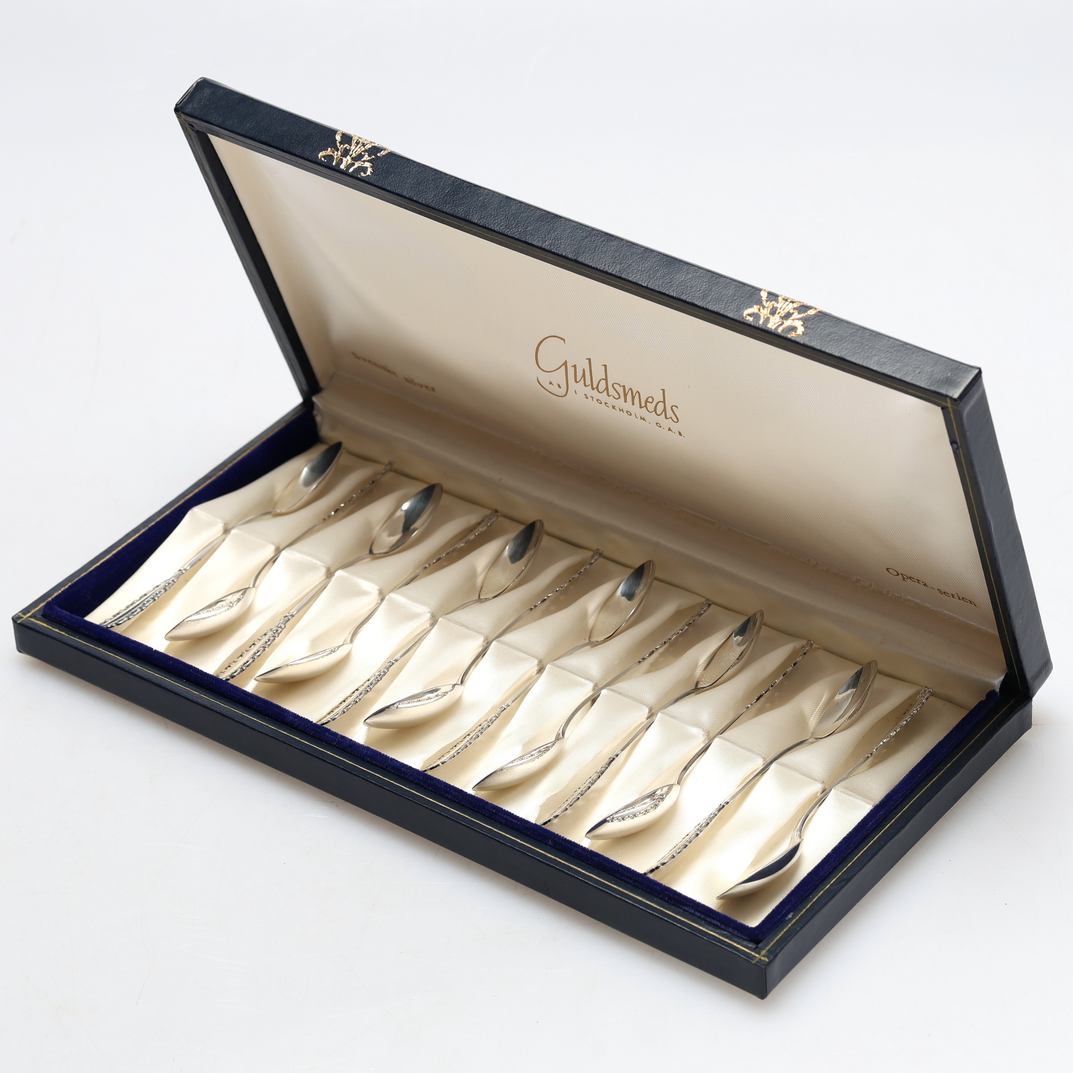 KAFFESKEDAR, 12 st, Opera-serien, silver ca 144 gram.