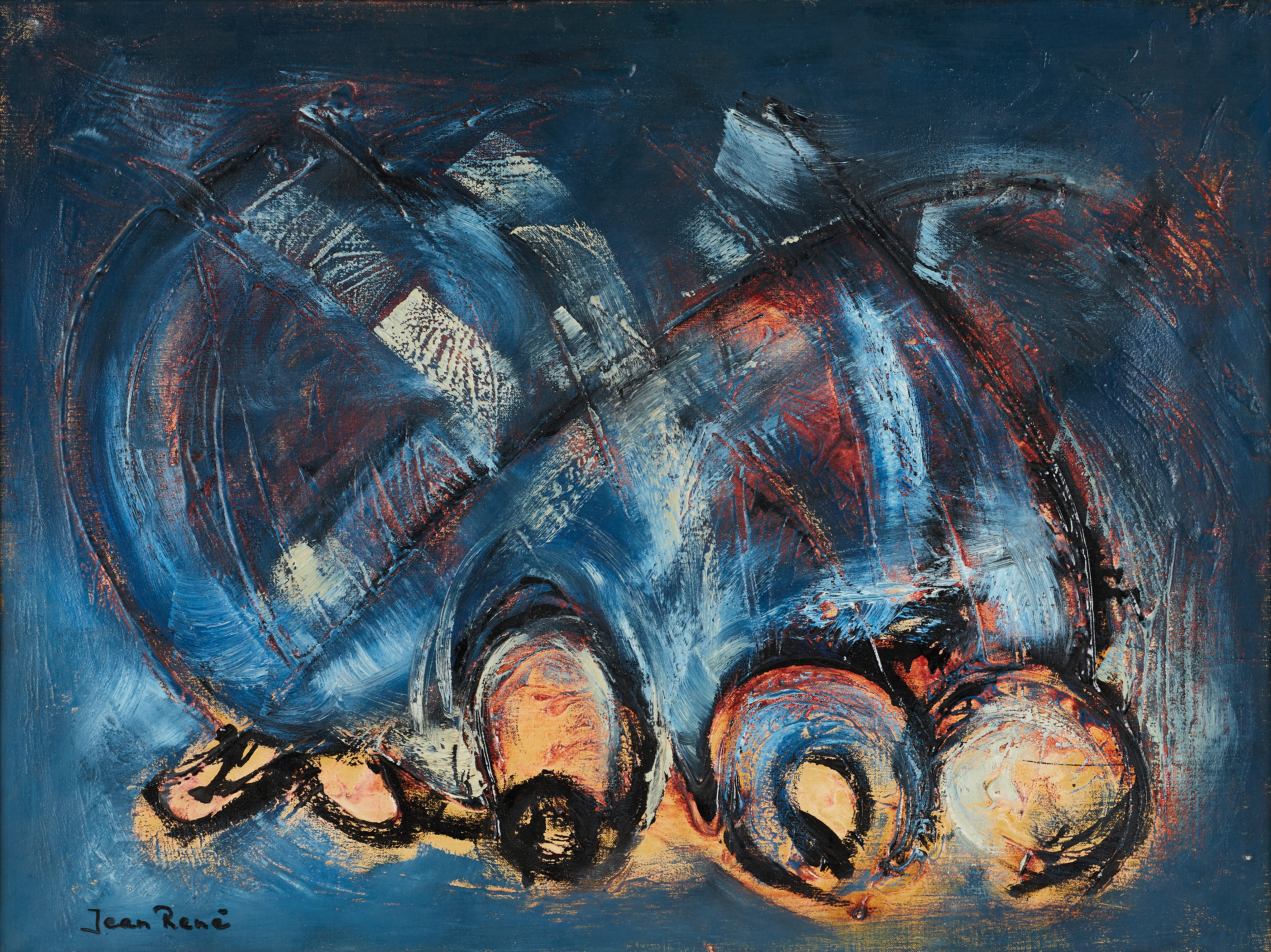 JEAN RENÉ (FÖDD 1934). Komposition, signerad, olja på duk.