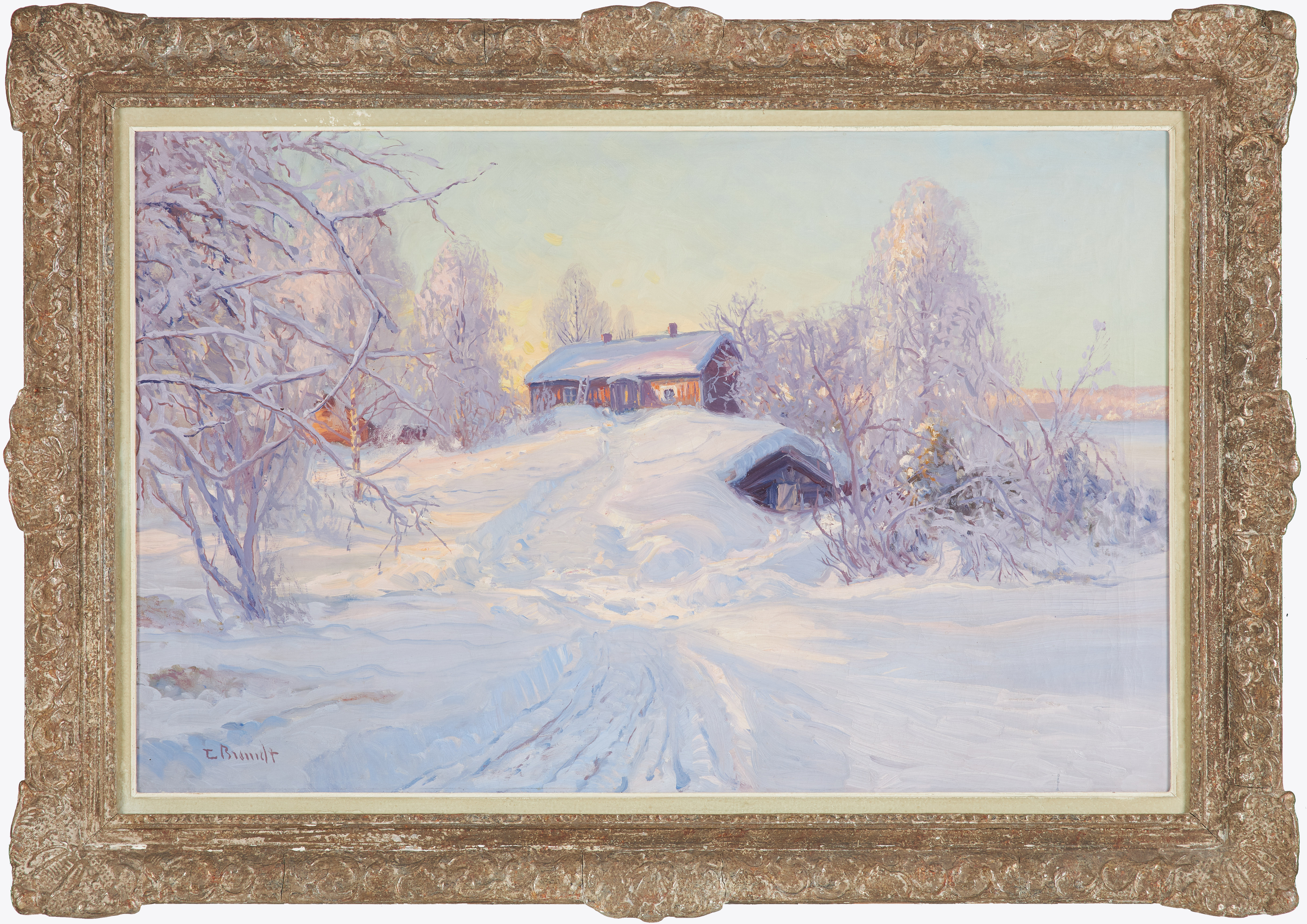 CARL BRANDT. Vinterlandskap, olja på duk, signerad.