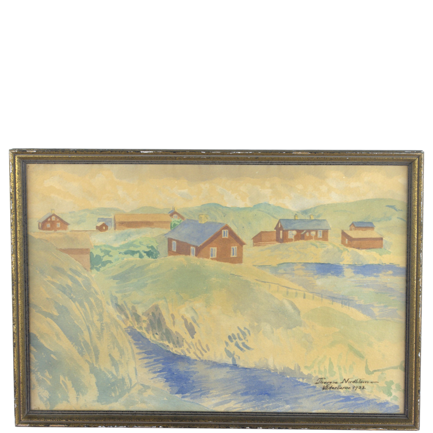 THERESE NORDBLOM. Akvarell, "Väderöarna", signerad, 1938.