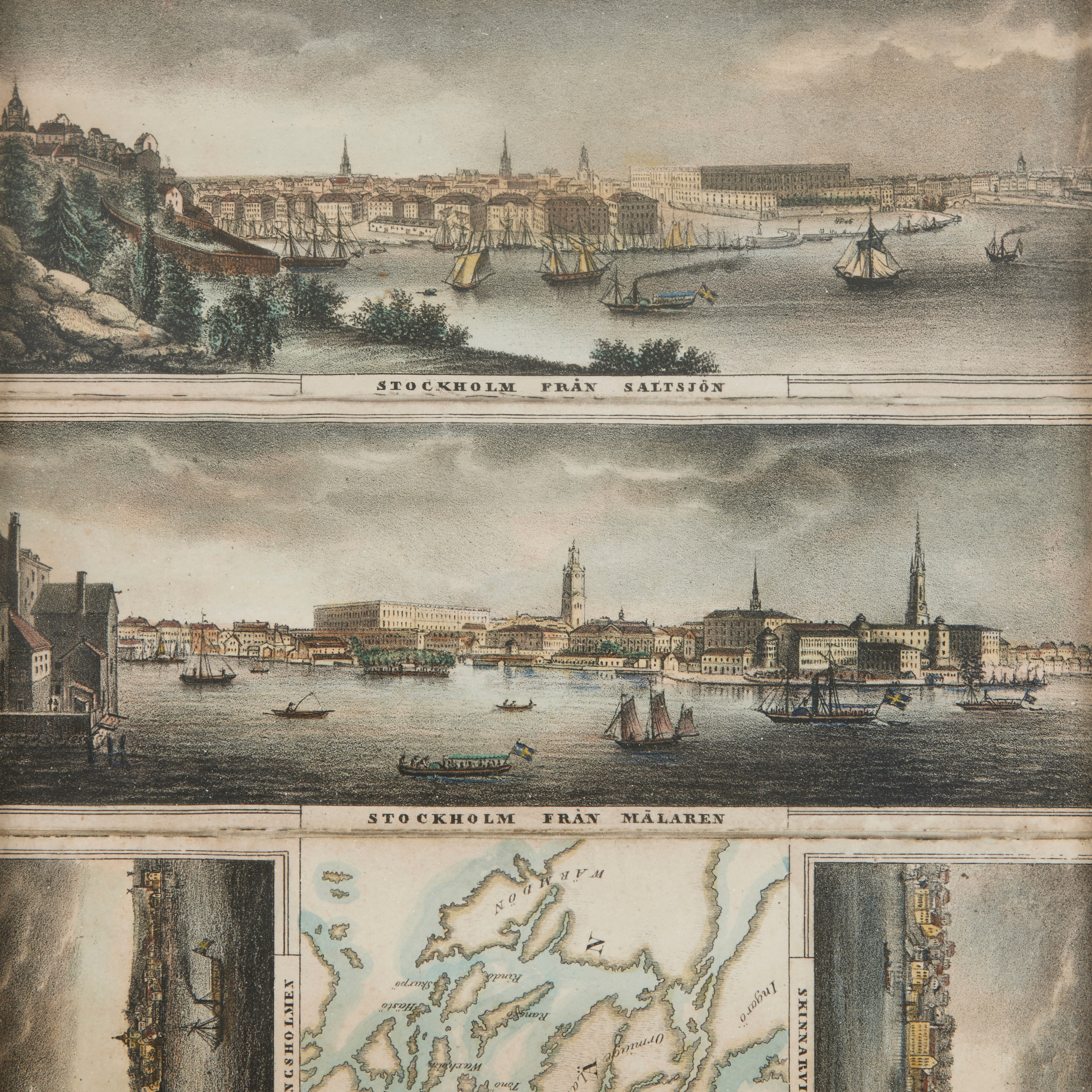 GÖTA KANAL - KARTA ÖFVER SEGELLEDEN AV SCHULZ I RAM.