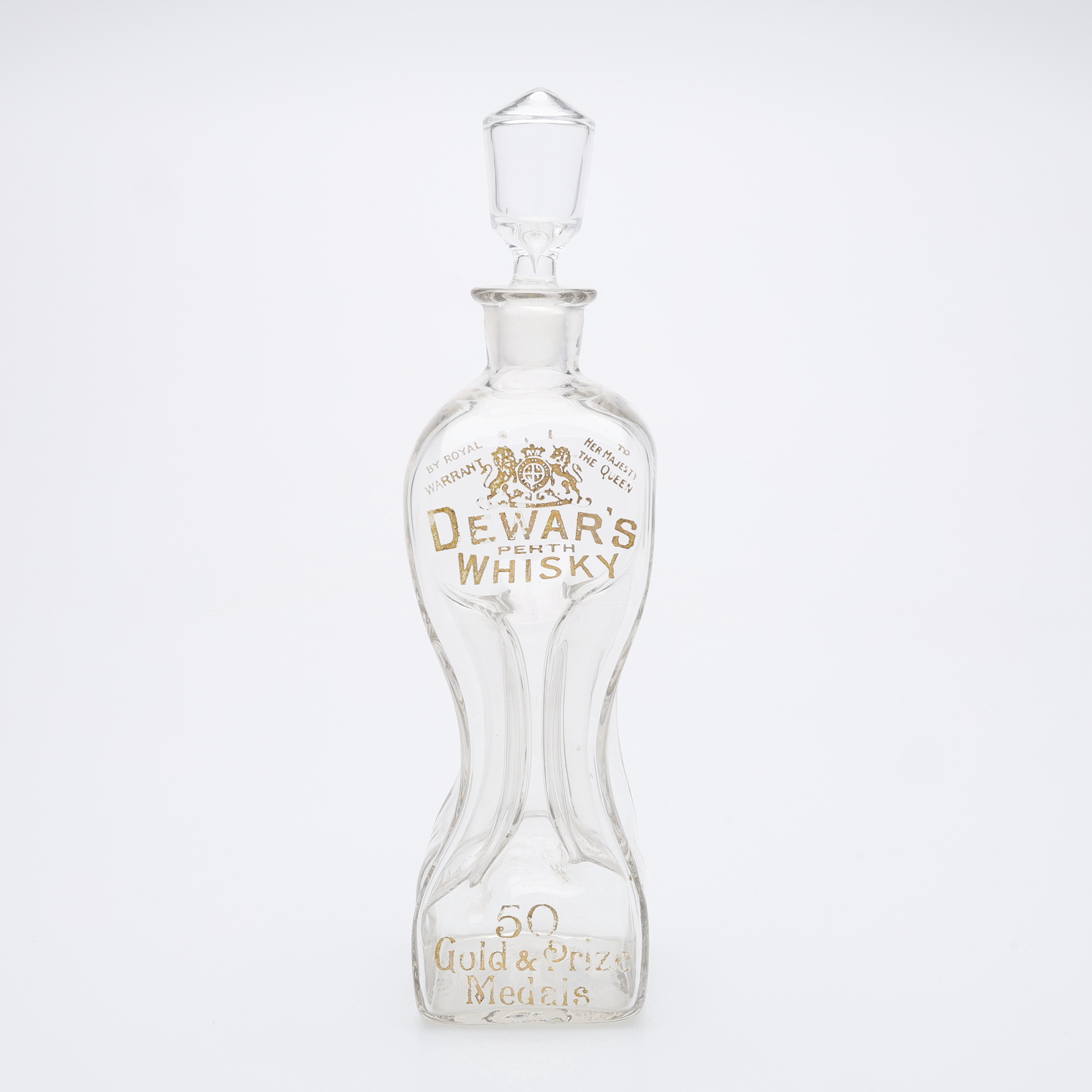 KLUCKFLASKA, GLAS, DEWAR'S WHISKEY, 1890-TAL.