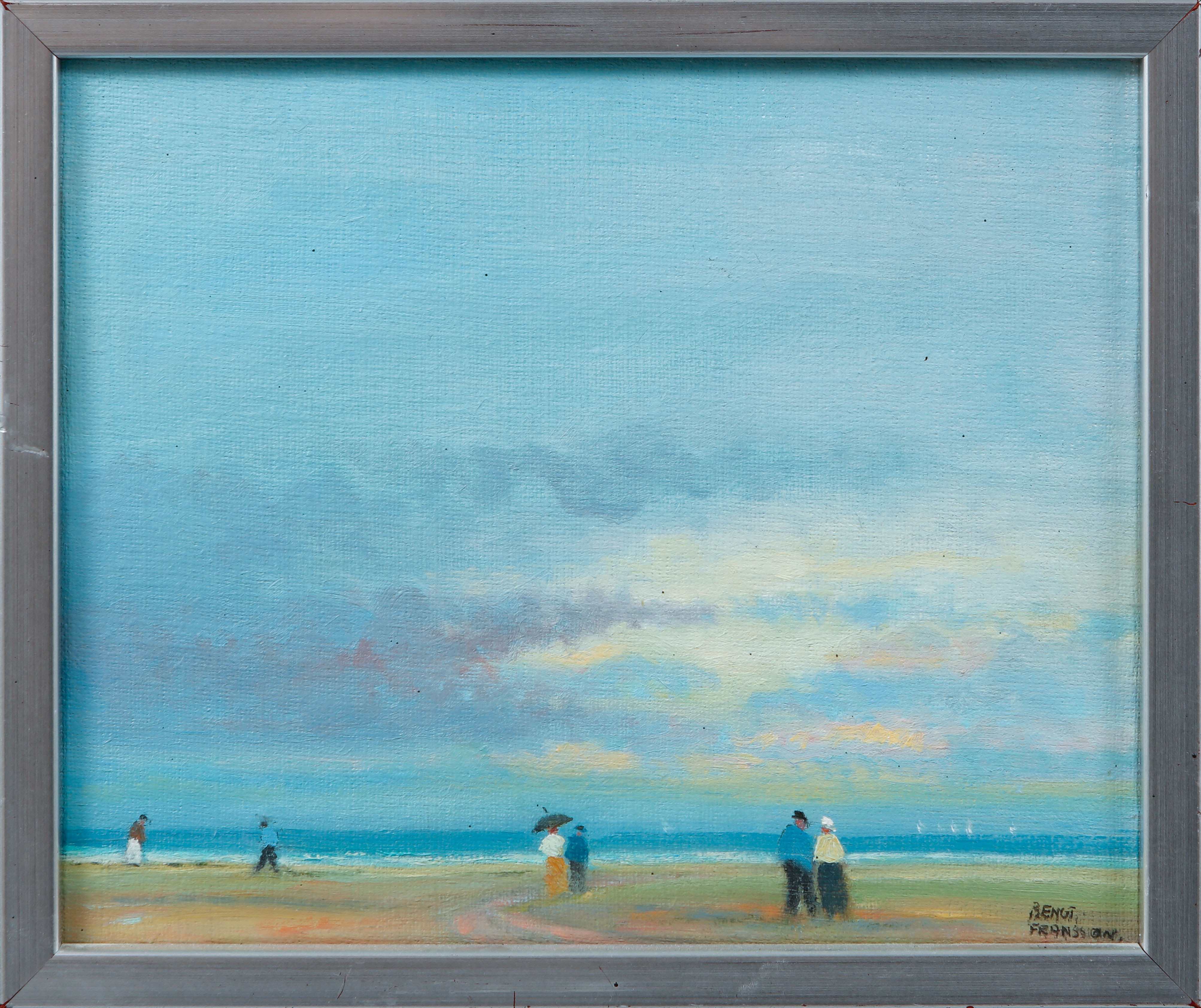 BENGT FRANSSON. Strandpromenad, olja på duk, signerad.
