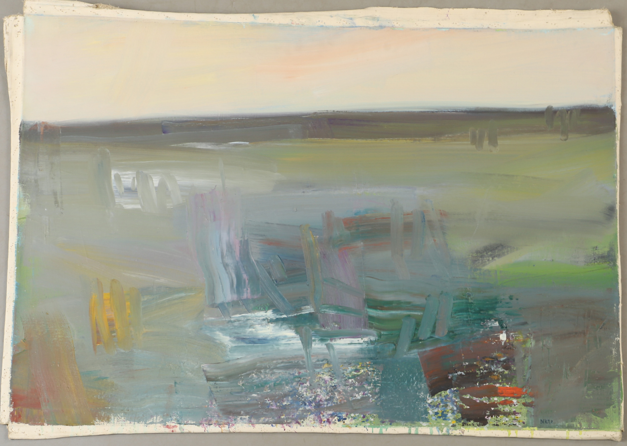 LARS BERTLE. "Afton fårö", olja på duk, signerad Bertle.