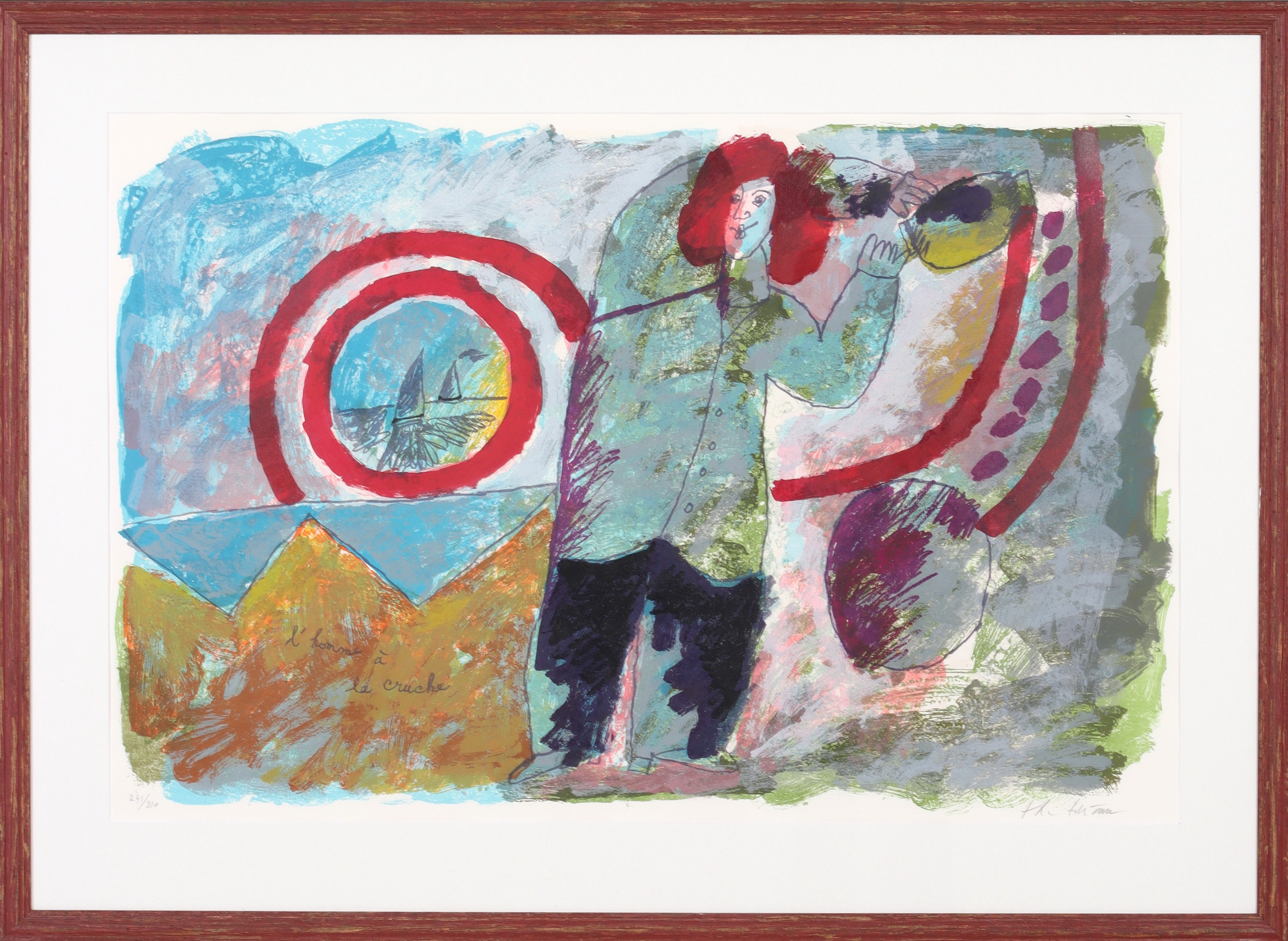 THEO TOBIASSE. "L'homme la cruche", färglitografi, signerad och numrerad 241/310.