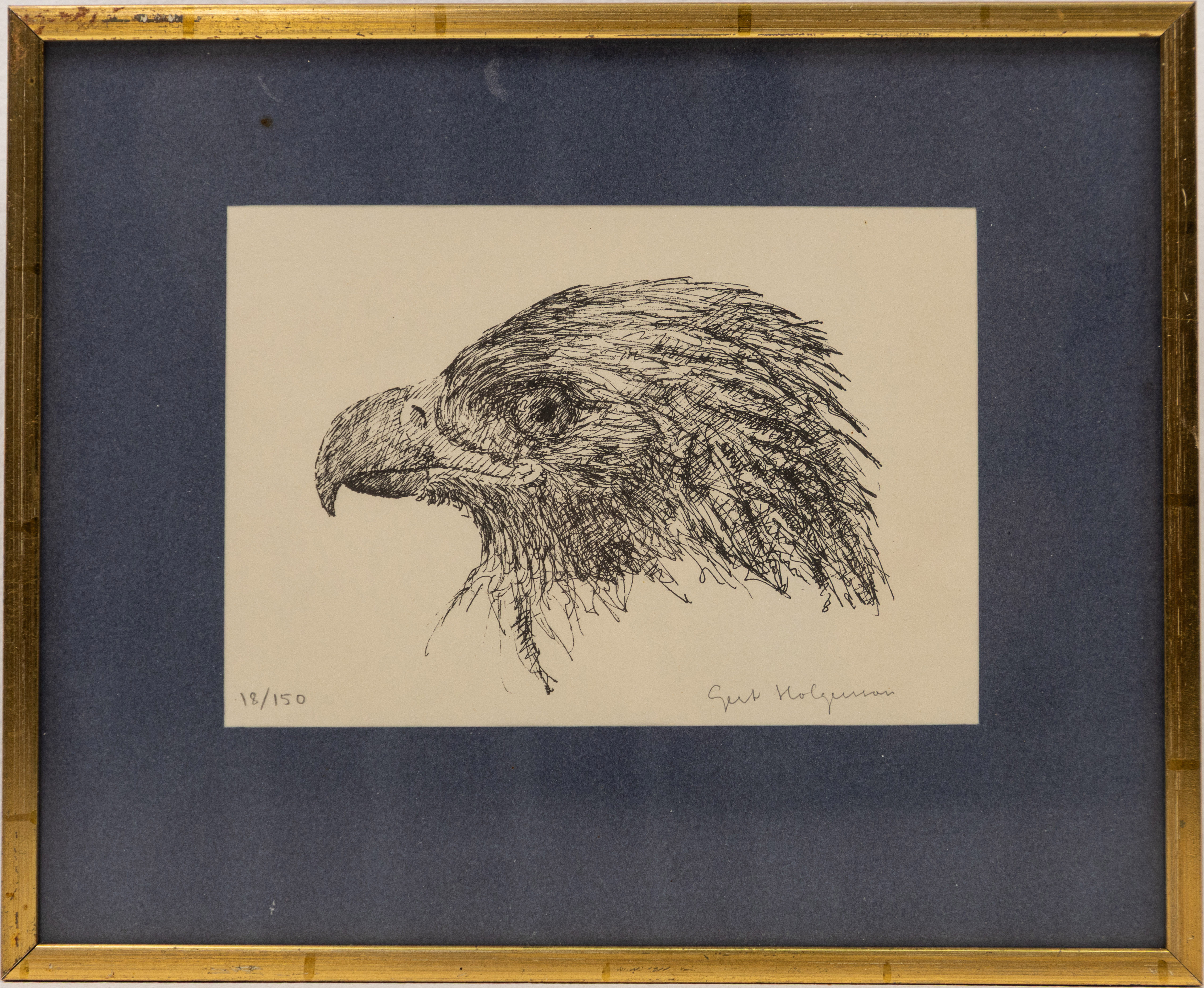 GERT HOLGERSSON. Litografi, motiv med örn, signerad, numrerad 18/150.