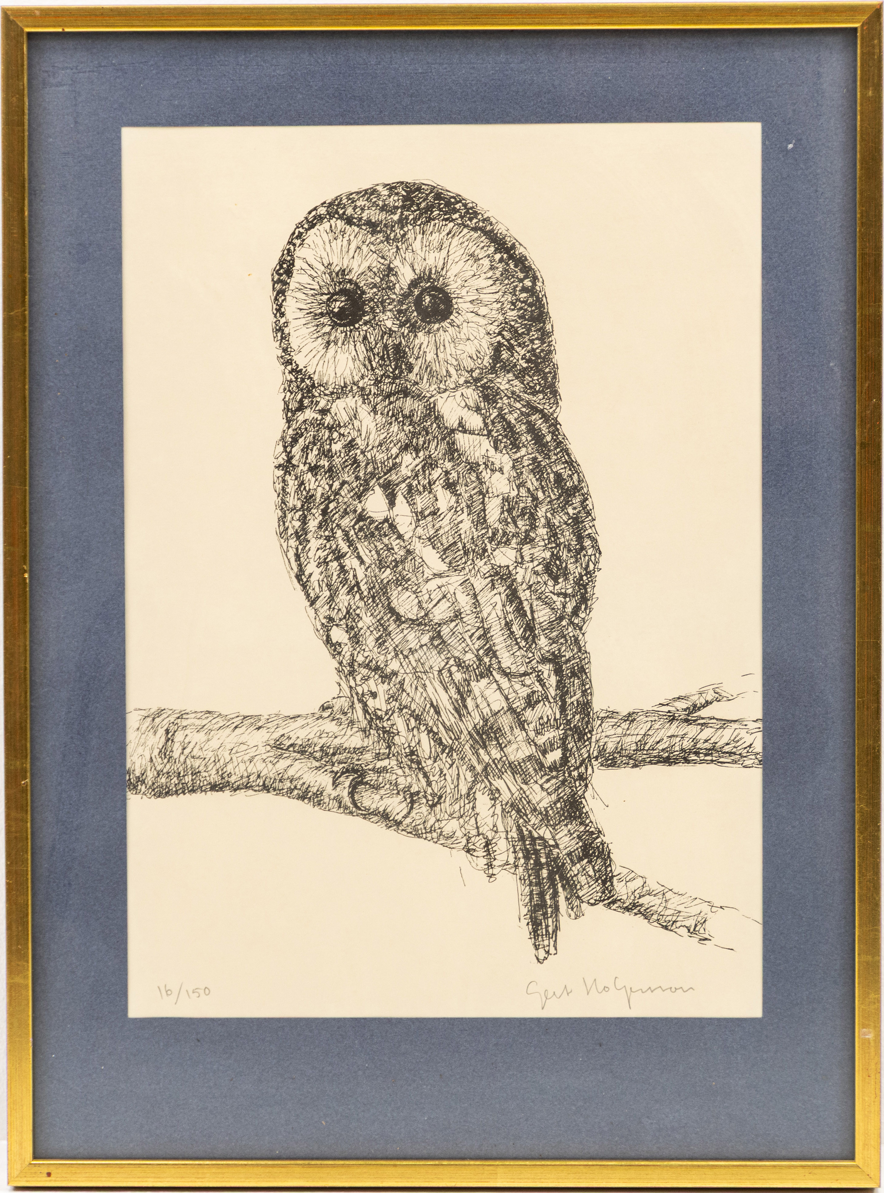 GERT HOLGERSSON. Litografi, motiv med uggla, signerad, numrerad 16/150.