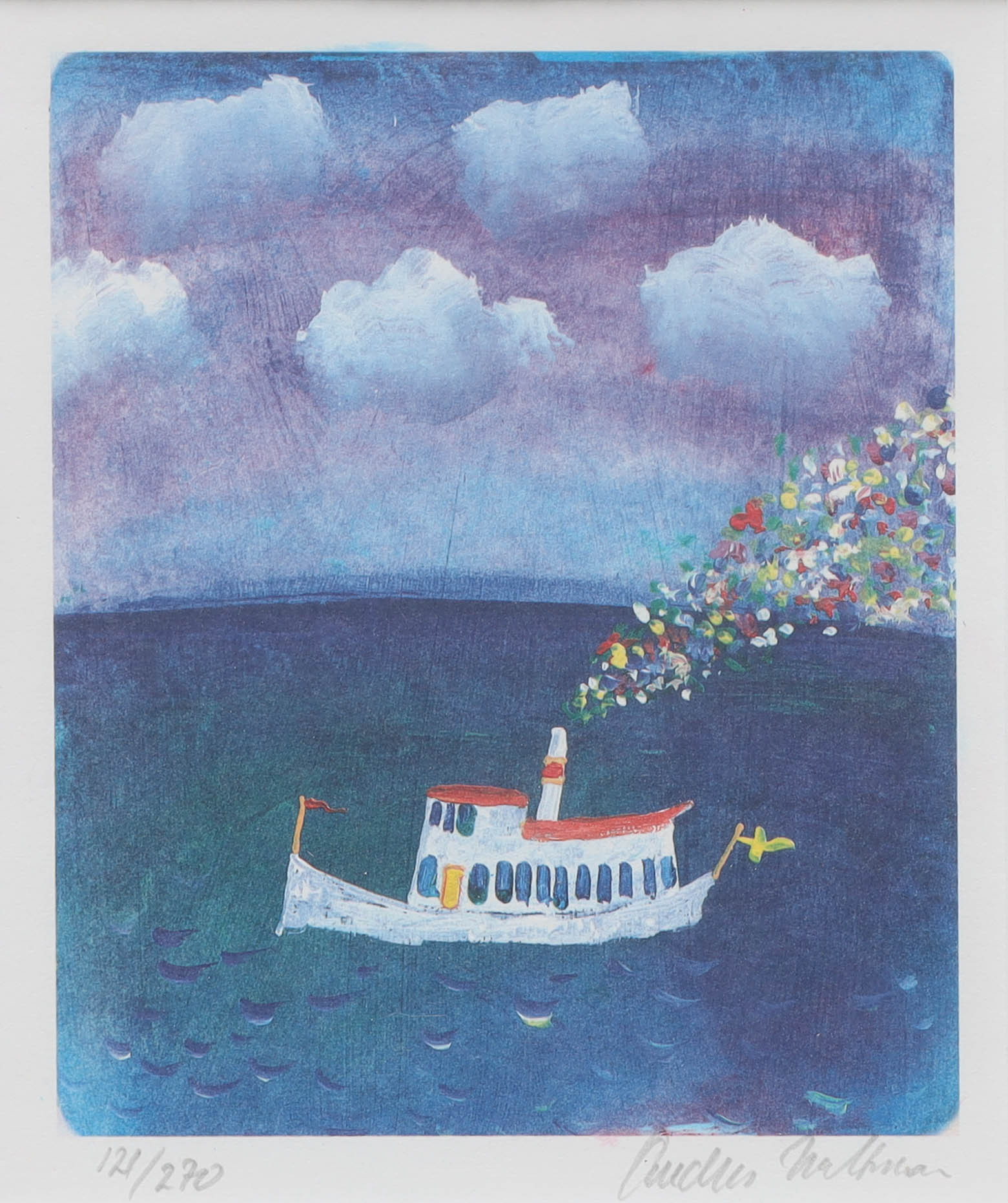 ANDERS HULTMAN. färglitografi, "Eldas med blomkol", numrerad 121/270, signerad.
