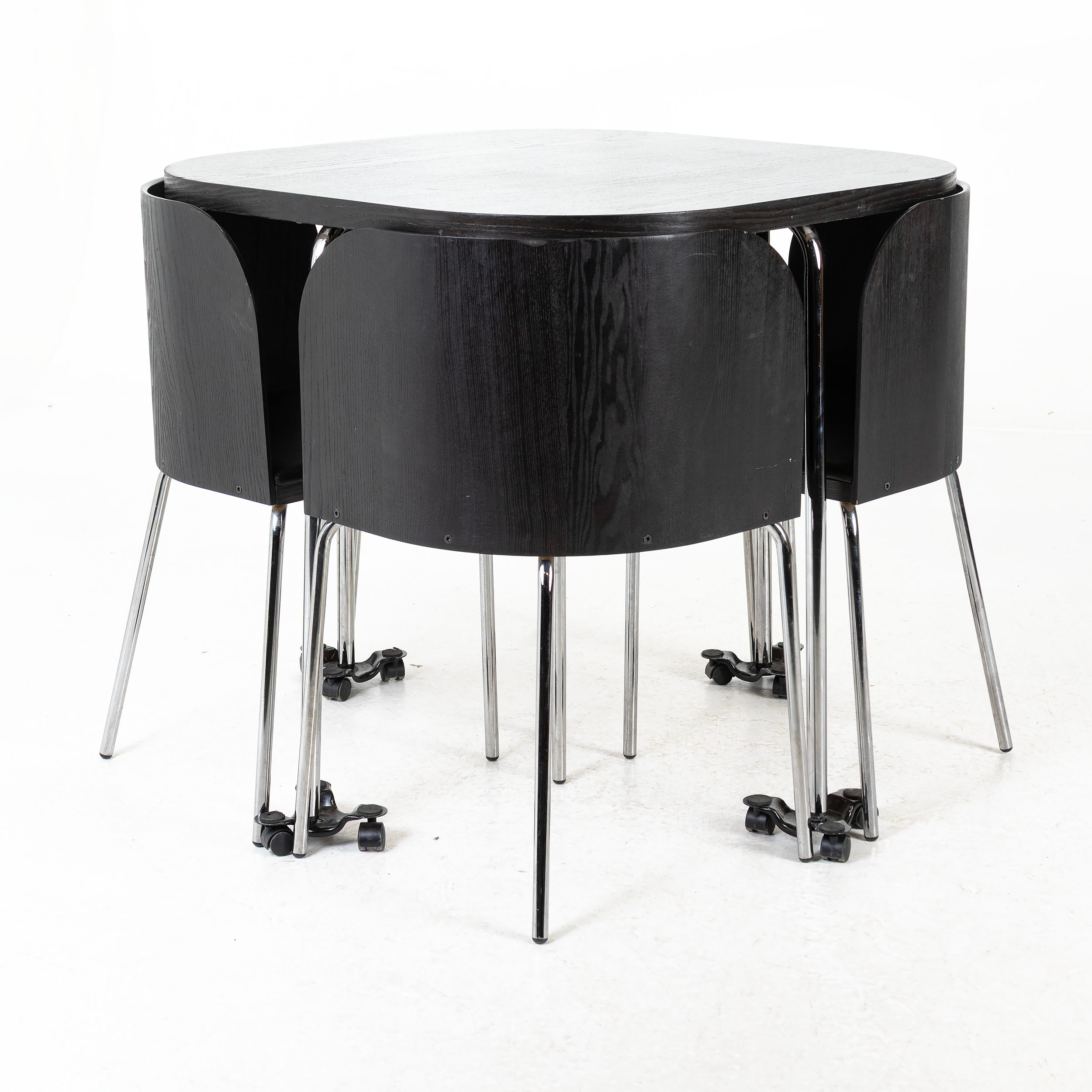 SANDRA KRAGNERT. Matgrupp, 5 delar, benställning i krom, "Fusion", Ikea.