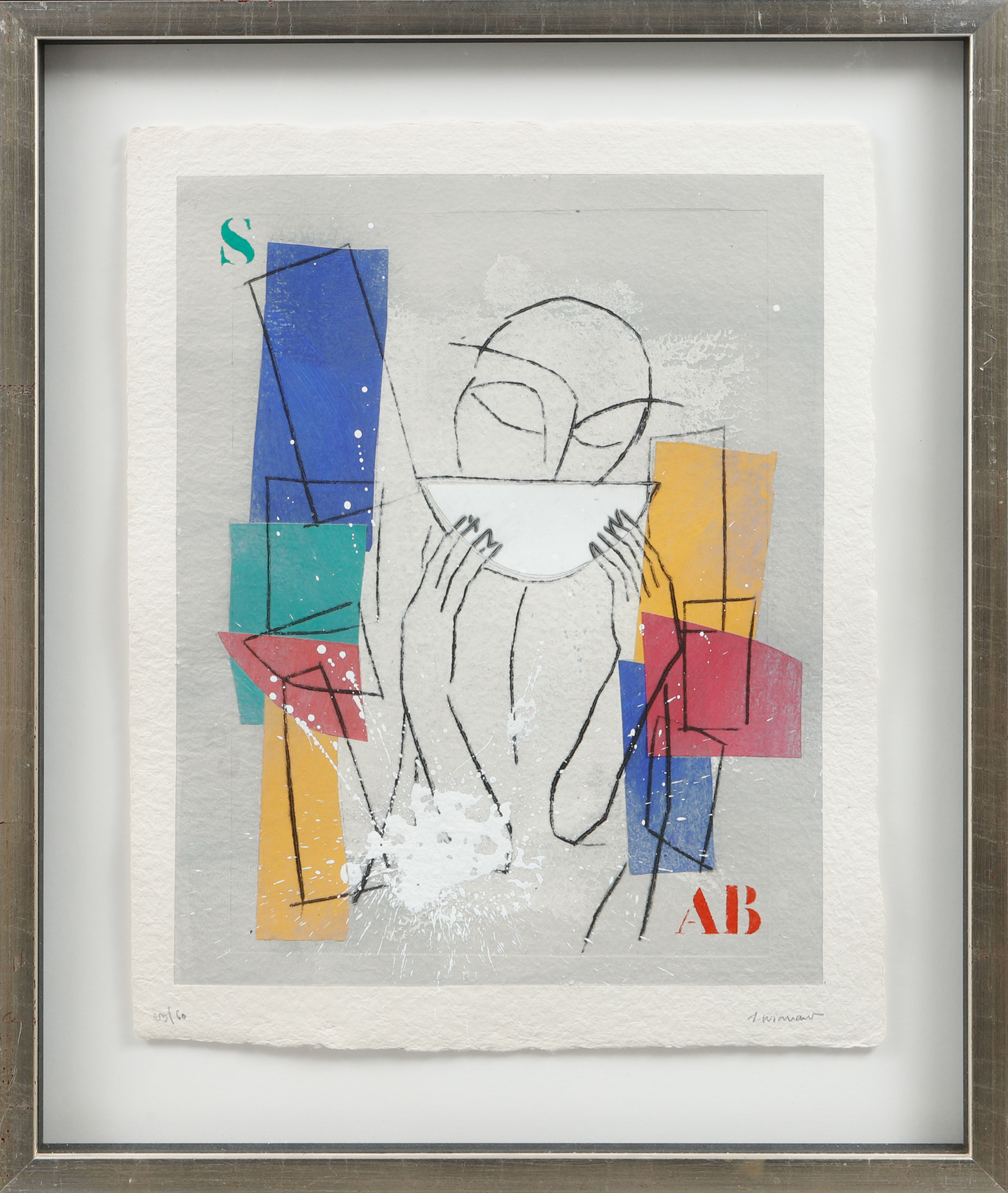 JAMES COIGNARD. Komposition med figur, karborundumetsning, signerad och numrerad.
