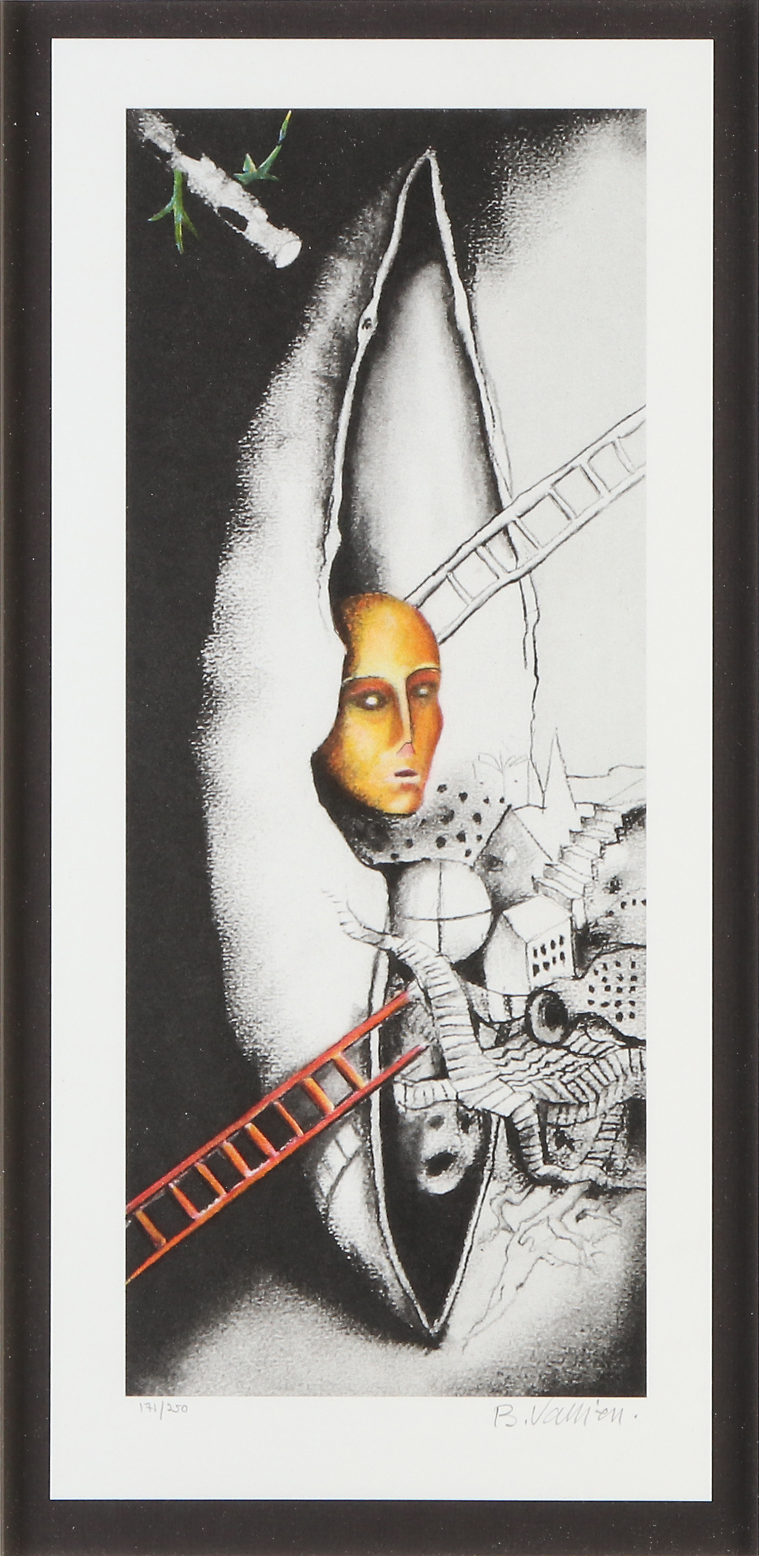 BERTIL VALLIEN. Litografi, 171/250. "Viaggio Interiore 1". Signerad.