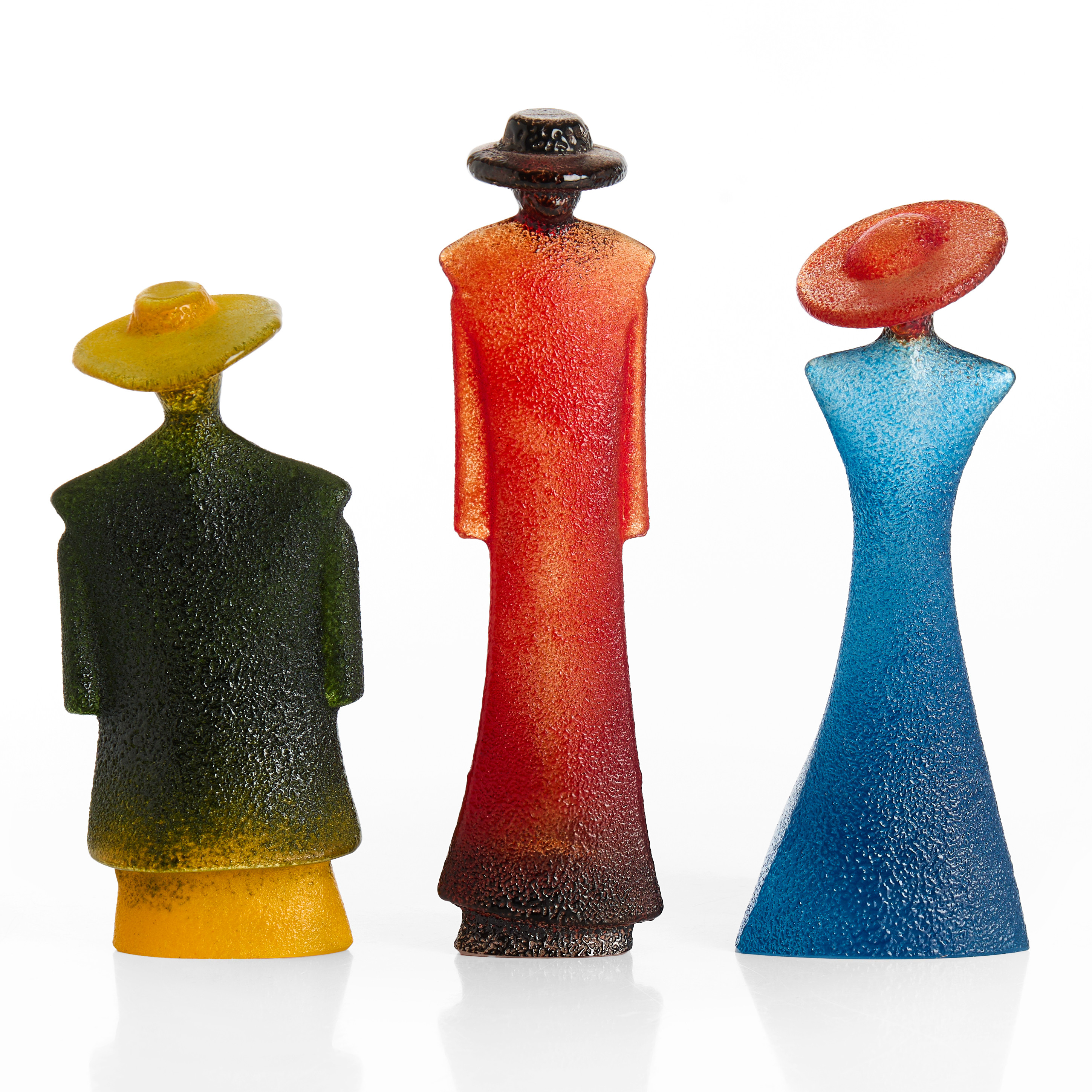 KJELL ENGMAN. Konstglas, 3 st, ur serien "Catwalk", Kosta Boda, signerade.