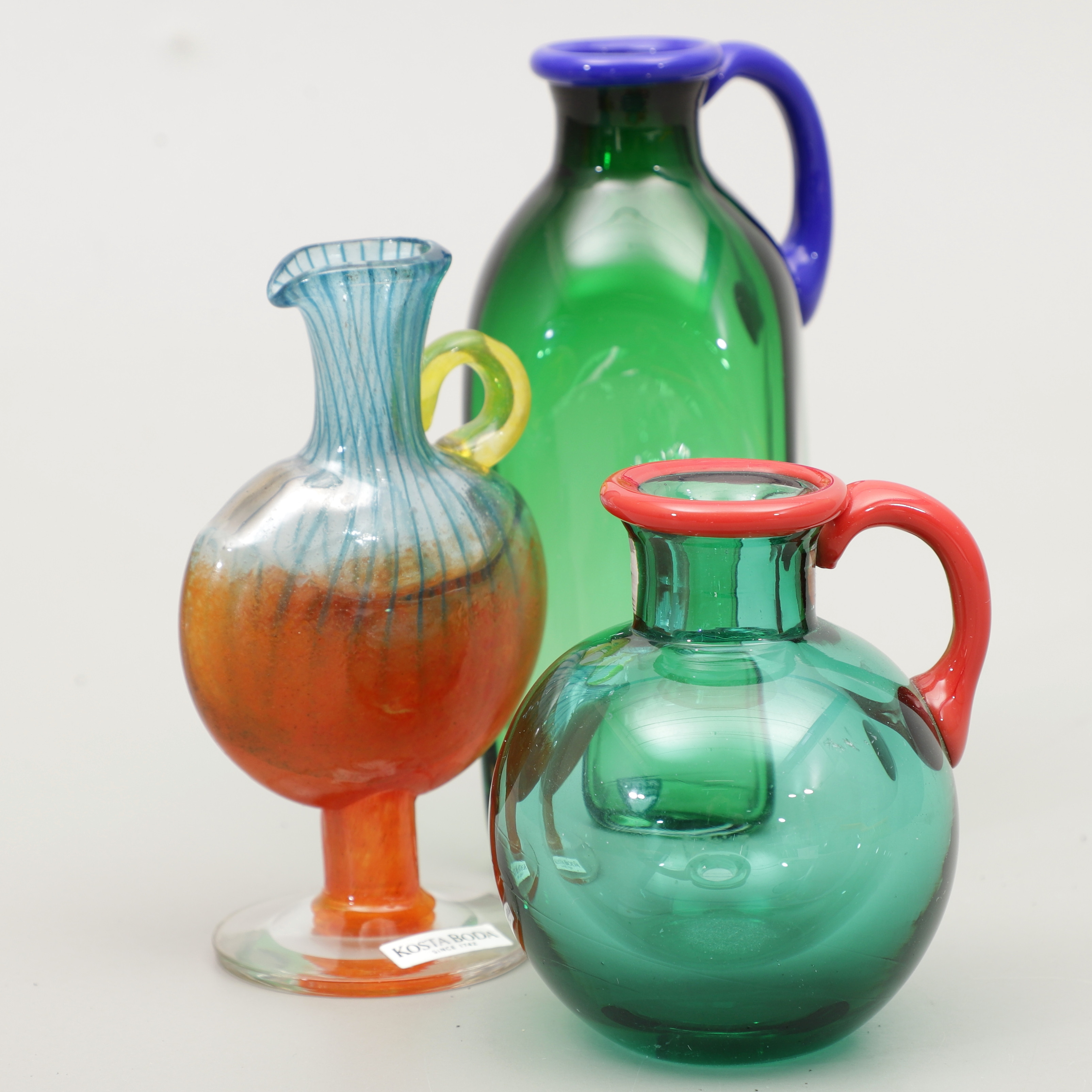 GLASFLASKOR, 3 st, bla Kjell Engman, 1900-talets andra hälft.