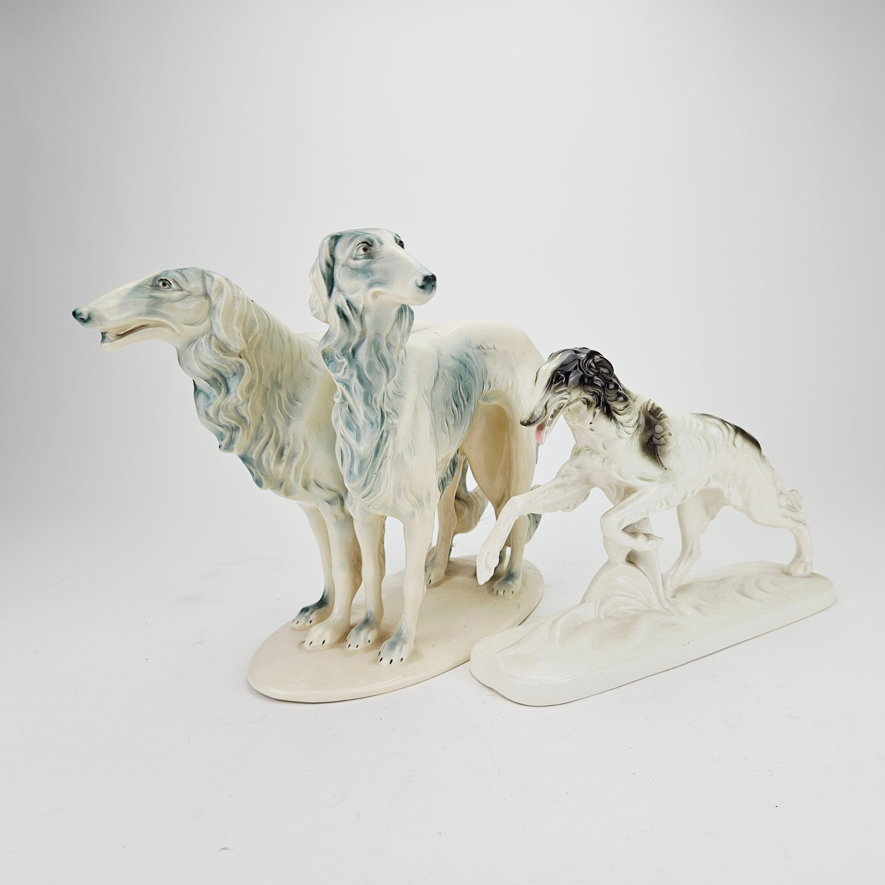FIGURINER, 2 st, porslin, Borzoi, bland annat Bihl, Tjeckoslovakien.