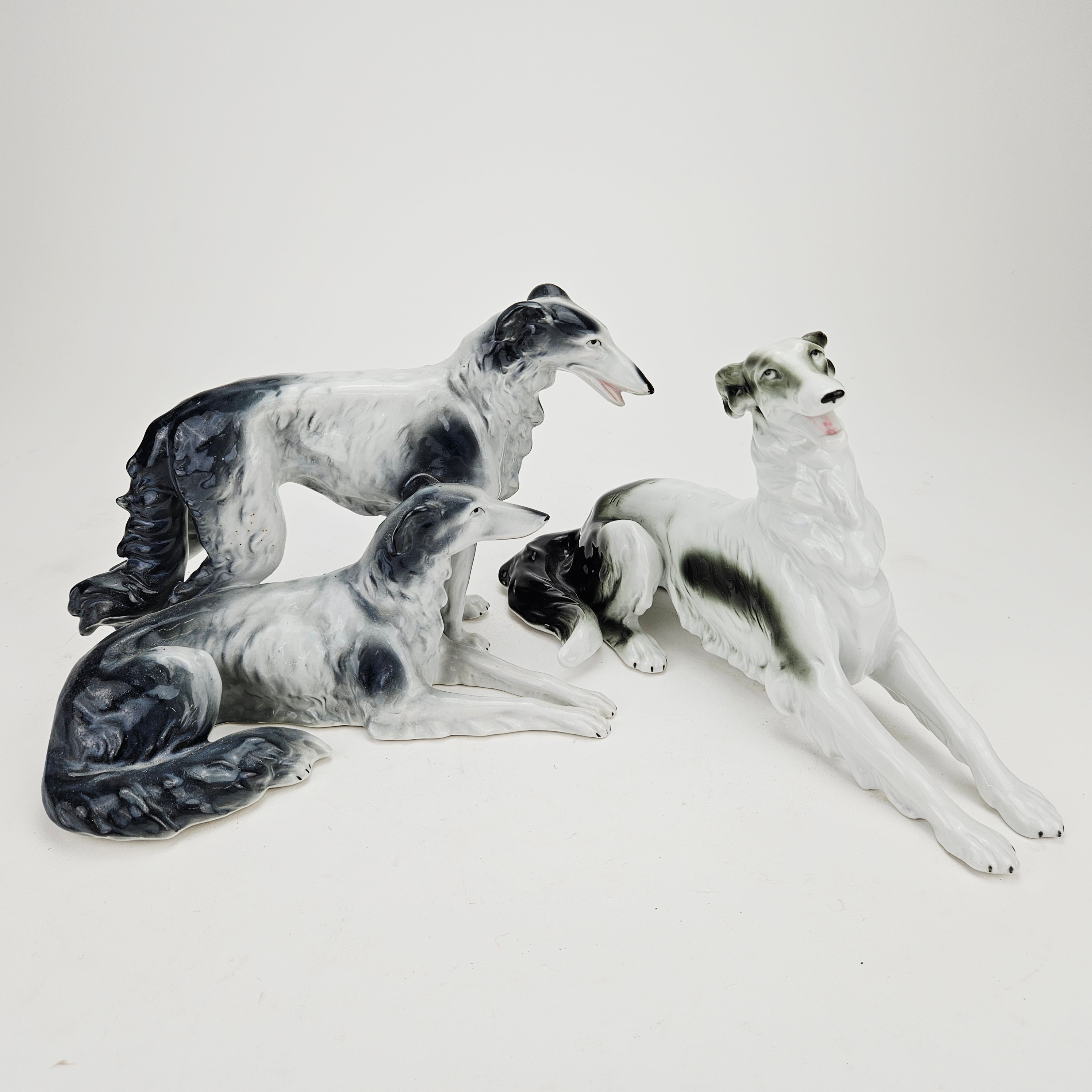 FIGURINER, 2 st, porslin, Borzoi, bland annat Tyskland.