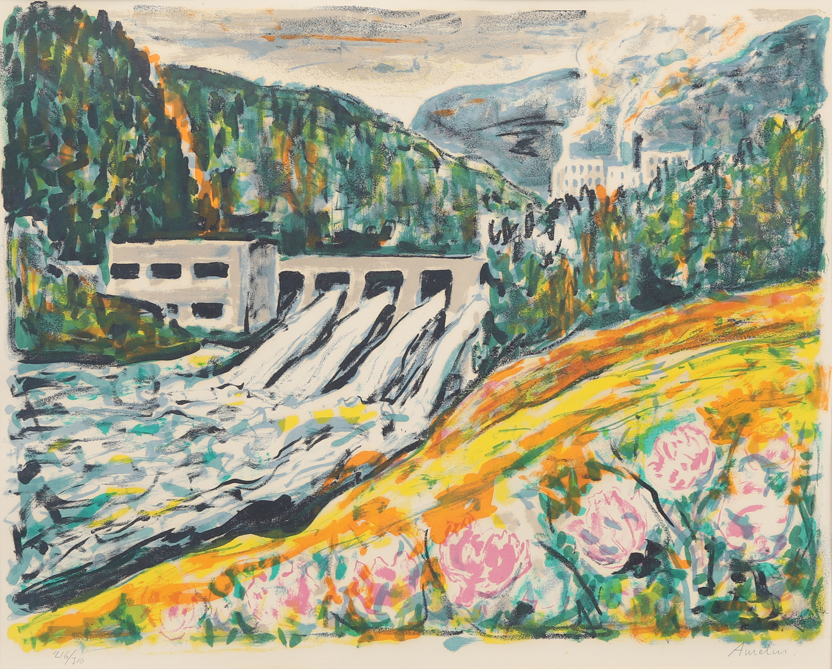 ALBIN AMELIN. Färglitografi. Signerad och numrerad 126/310.