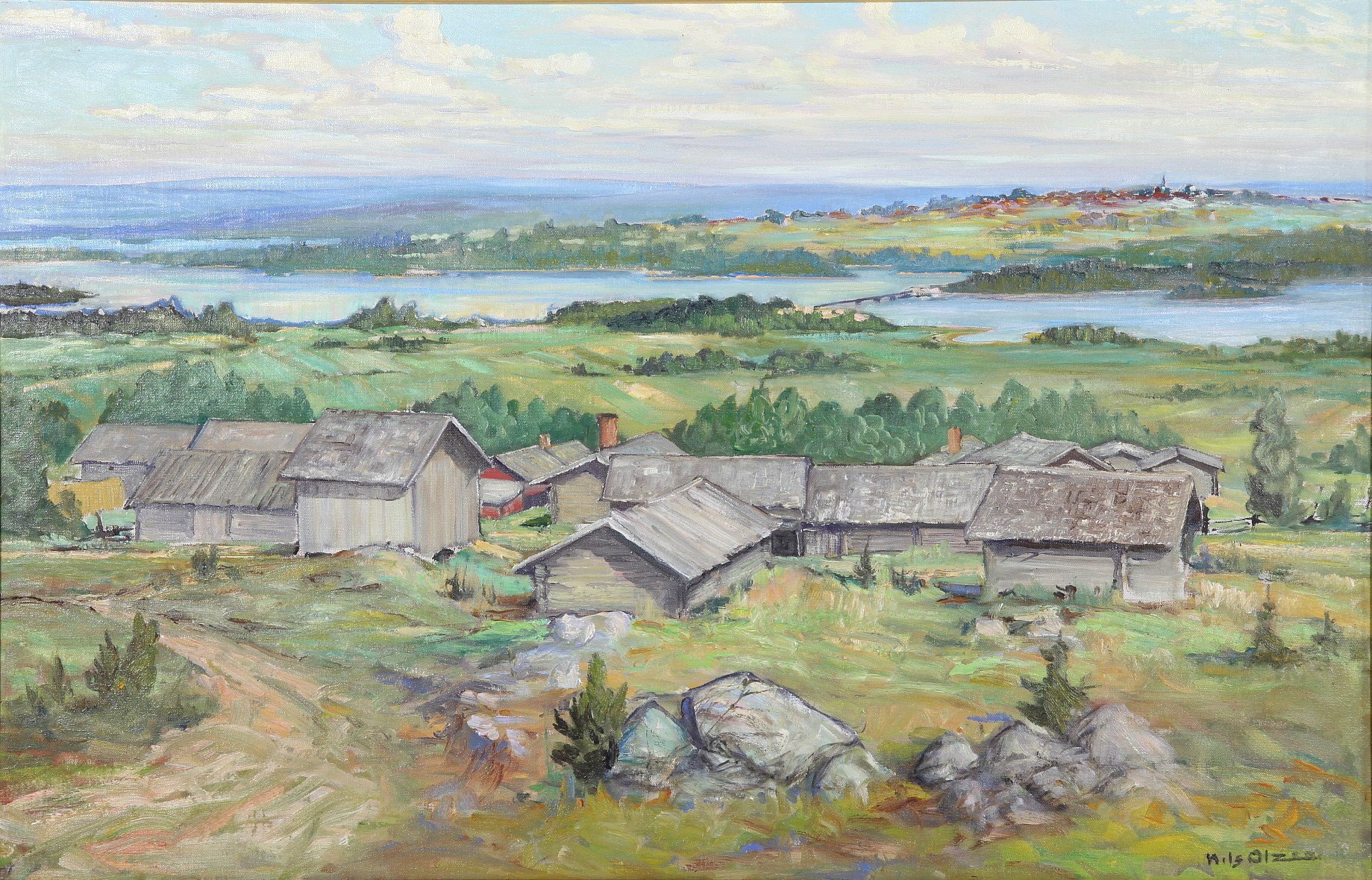 NILS OLZON. 1891-1953. Olja på duk, sommarmotiv.