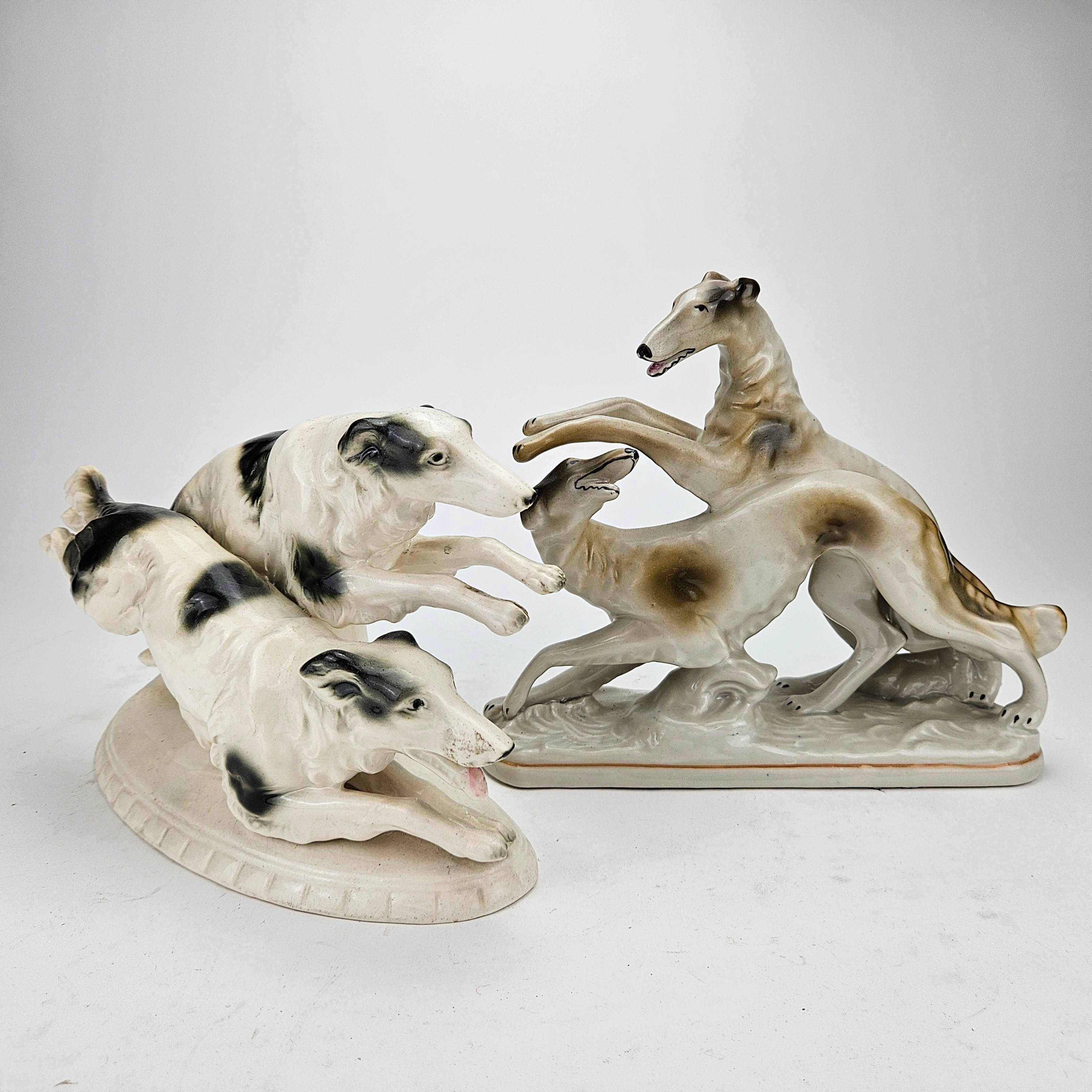 FIGURINER, 2 st, porslin, Borzoi, bland annat Sitzendorf, Tyskland.