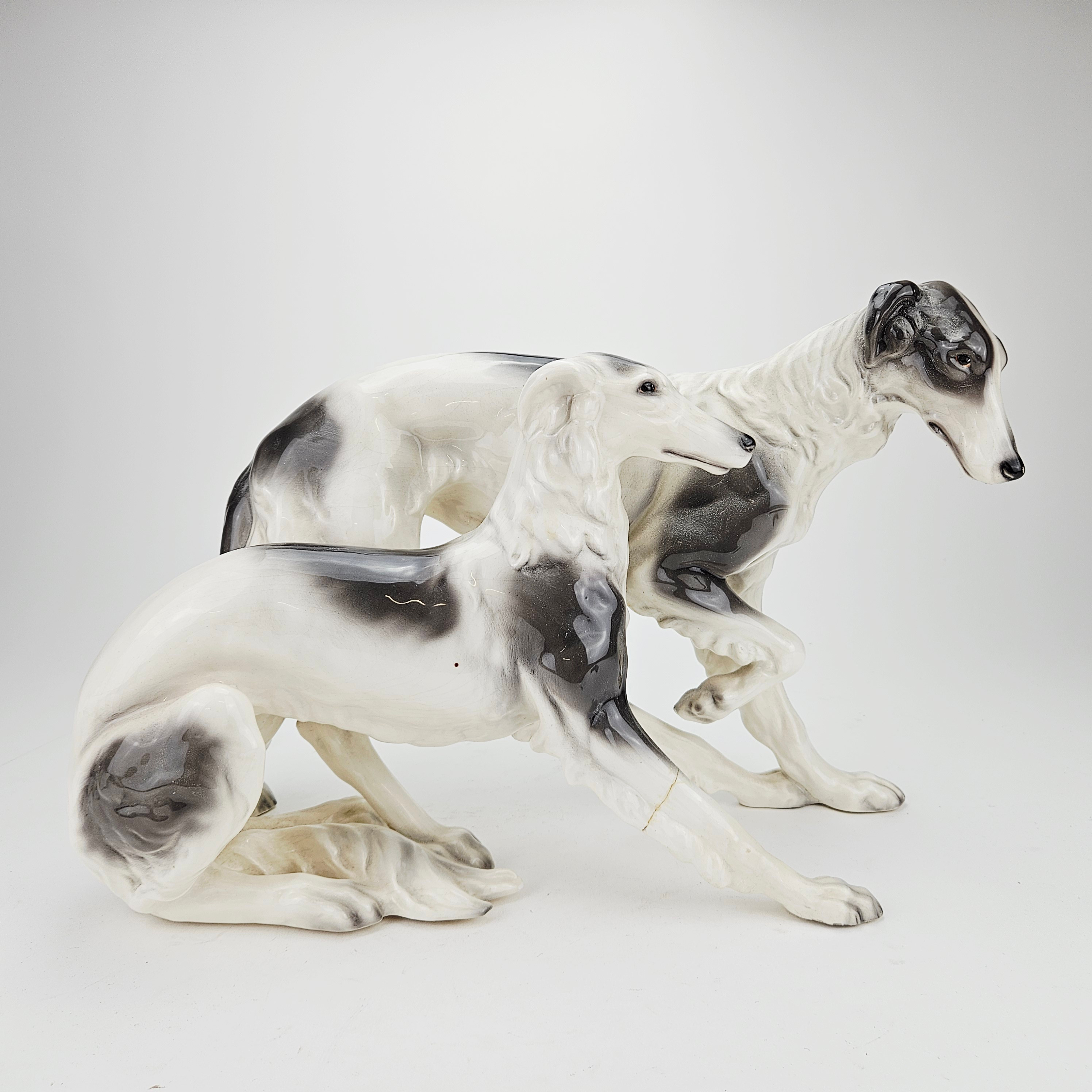 FIGURIN, porslin, Borzoi, Goldscheider, Wien, Österrike.